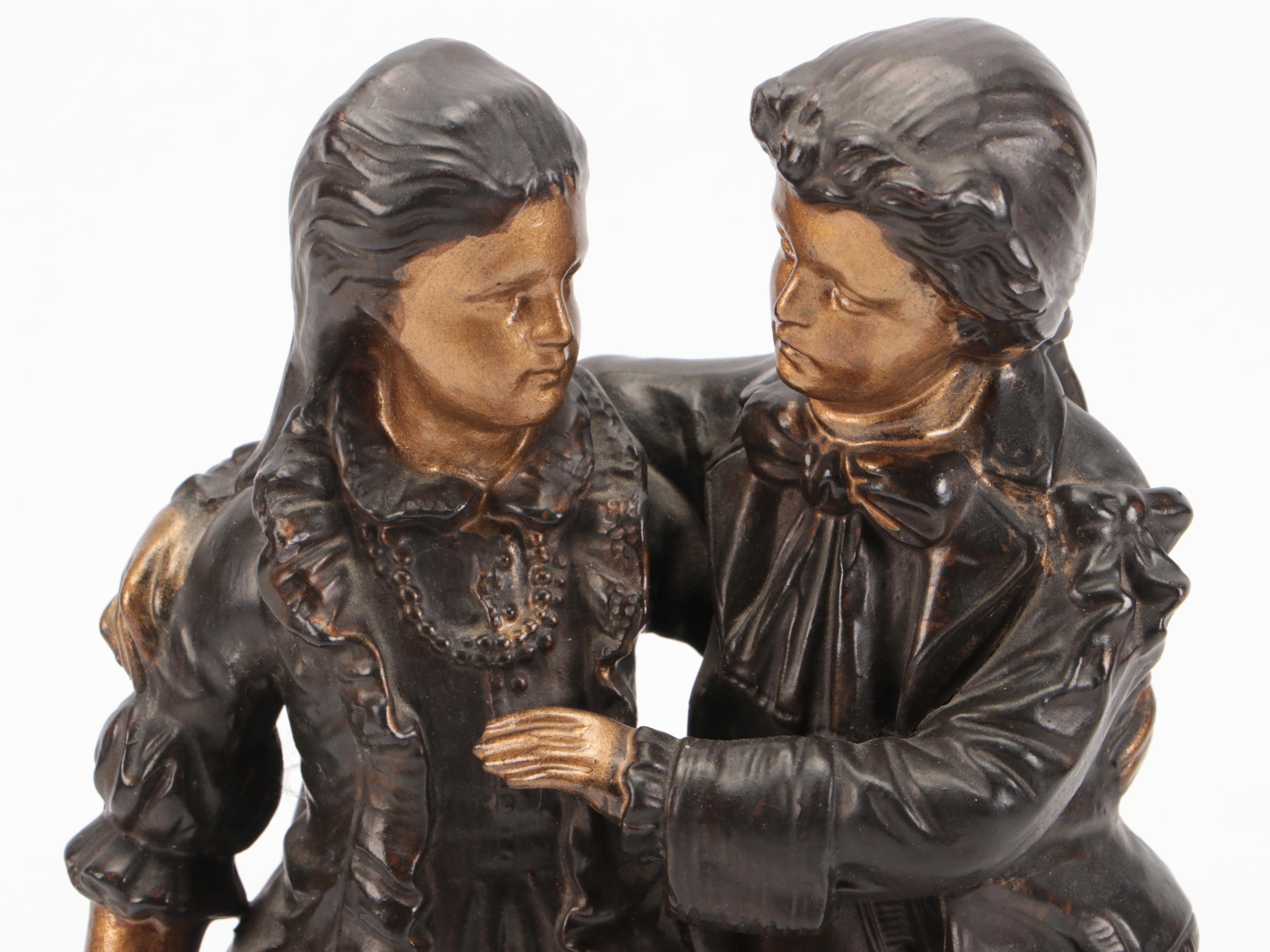 Victorian Style Bronzed Metal Figural Group, 20th Century