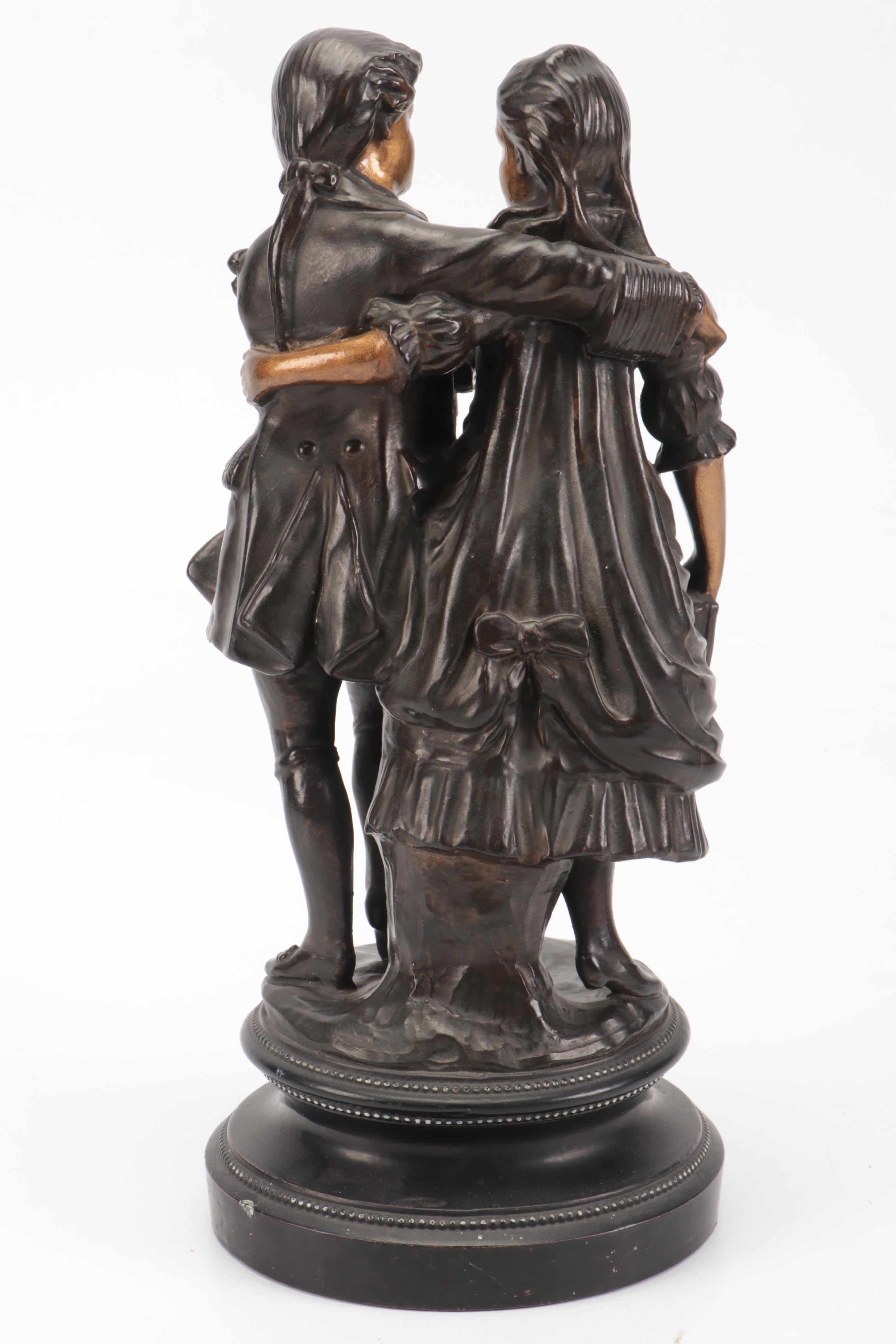 Victorian Style Bronzed Metal Figural Group, 20th Century