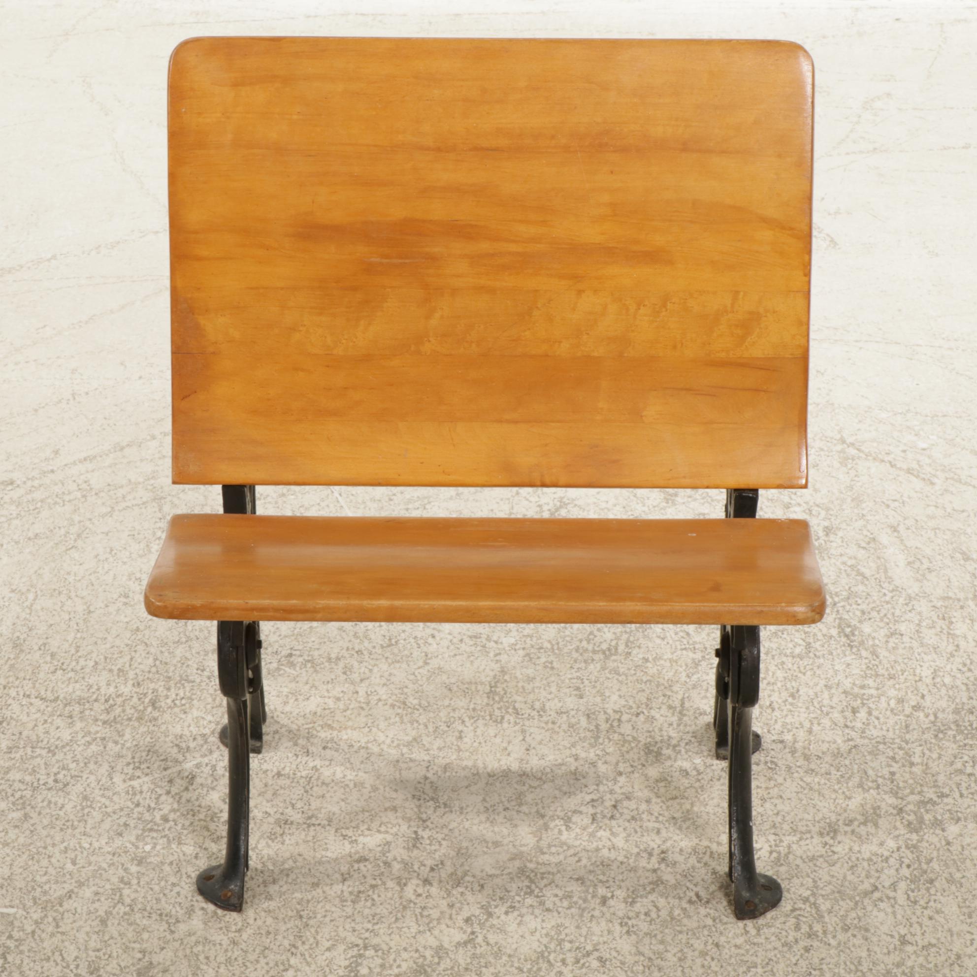 A.H. Andrews Folding Cast Iron and Wood Student's Desk, Early 20th Century