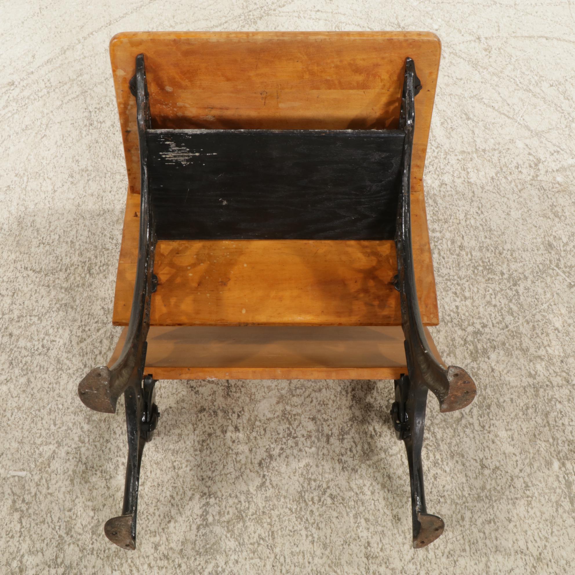 A.H. Andrews Folding Cast Iron and Wood Student's Desk, Early 20th Century