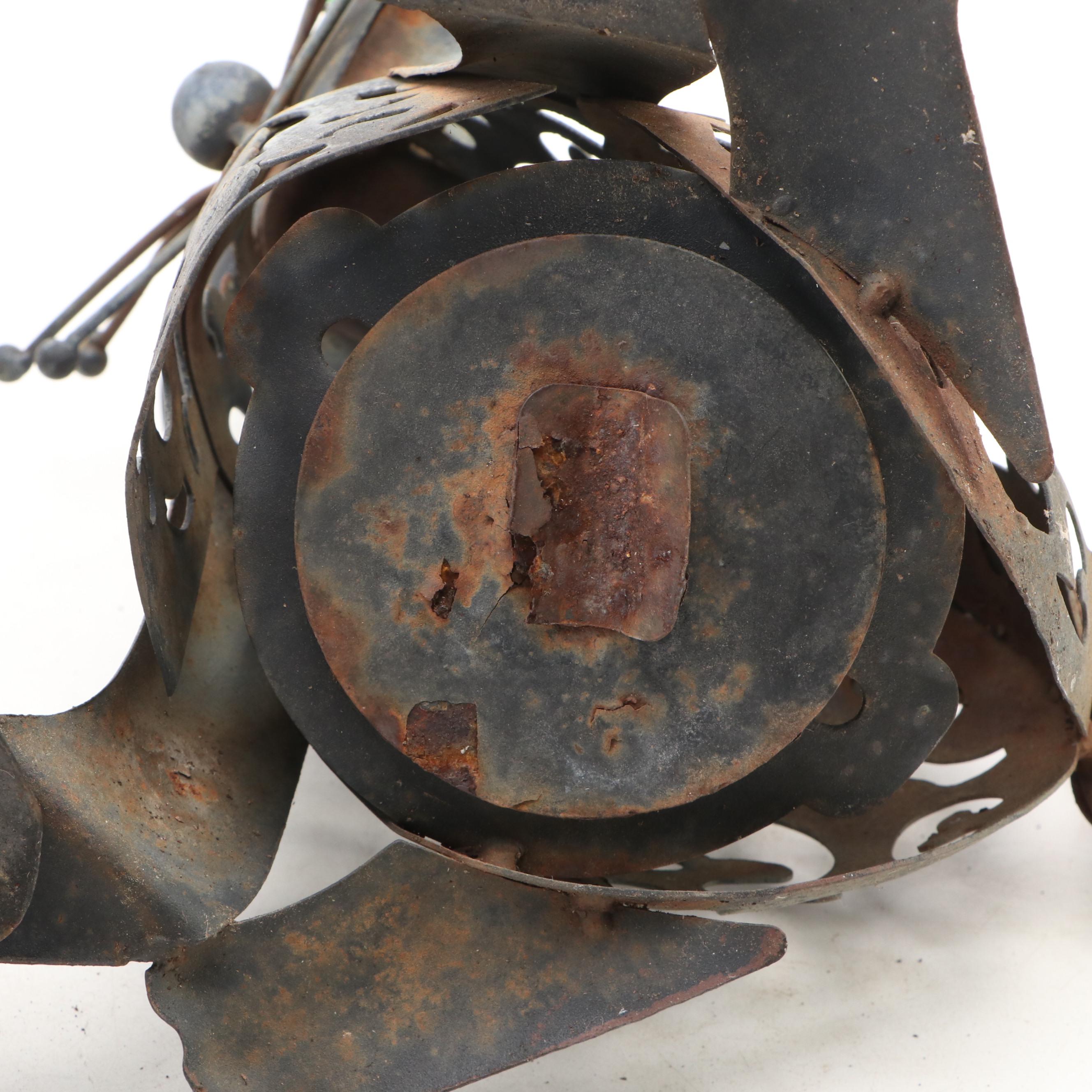 Sculpted Metal Turtle and Cat Garden Decorations