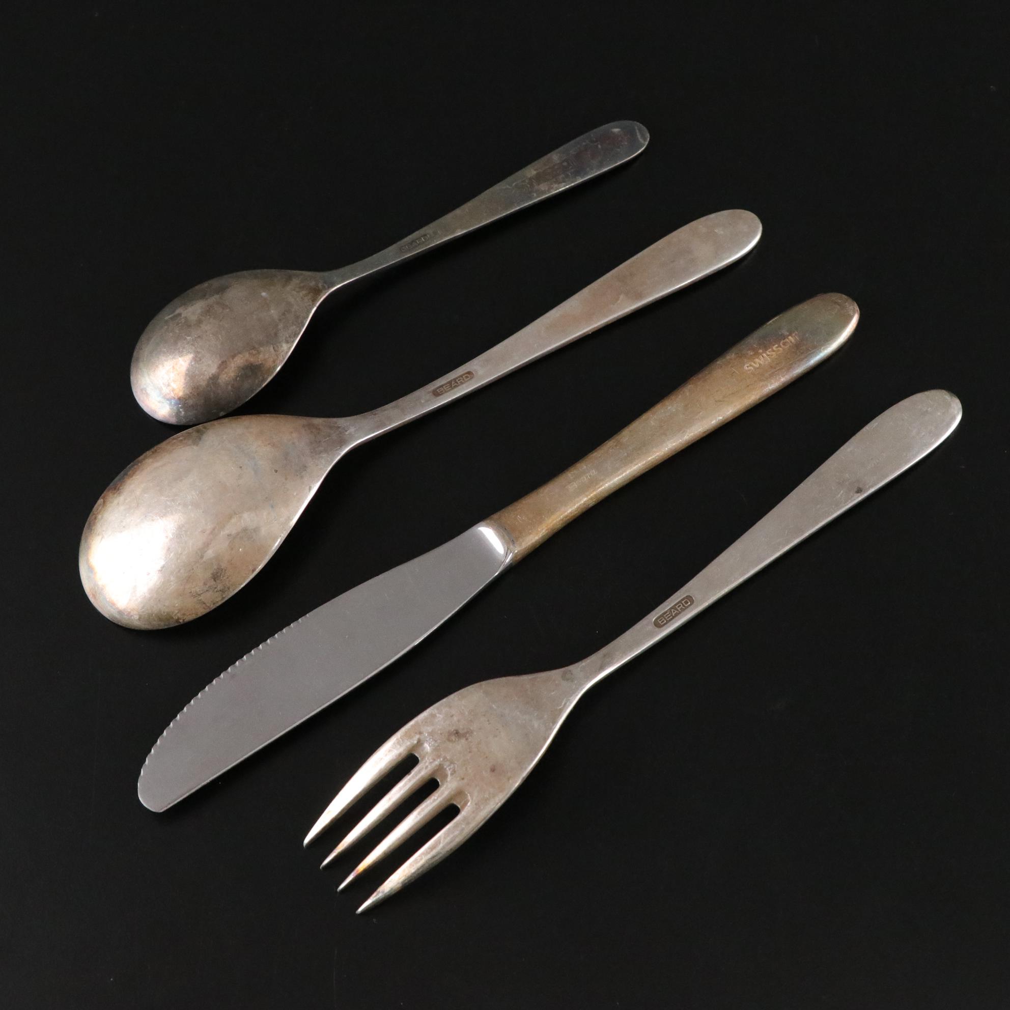 Beard Mid Century Modern Flatware with Swissair Items