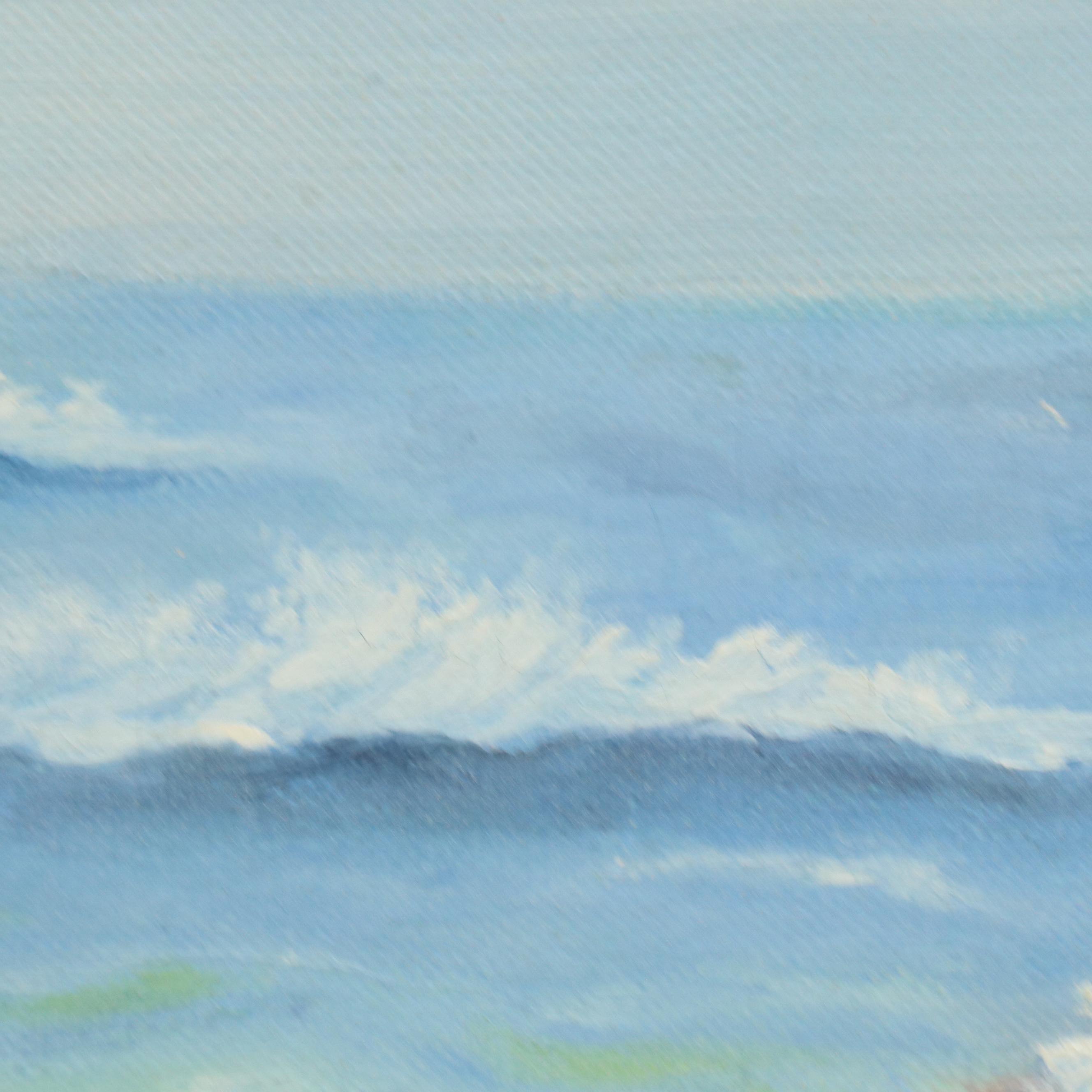 E. S Baier Oil Painting of Rocky Shore, 1959