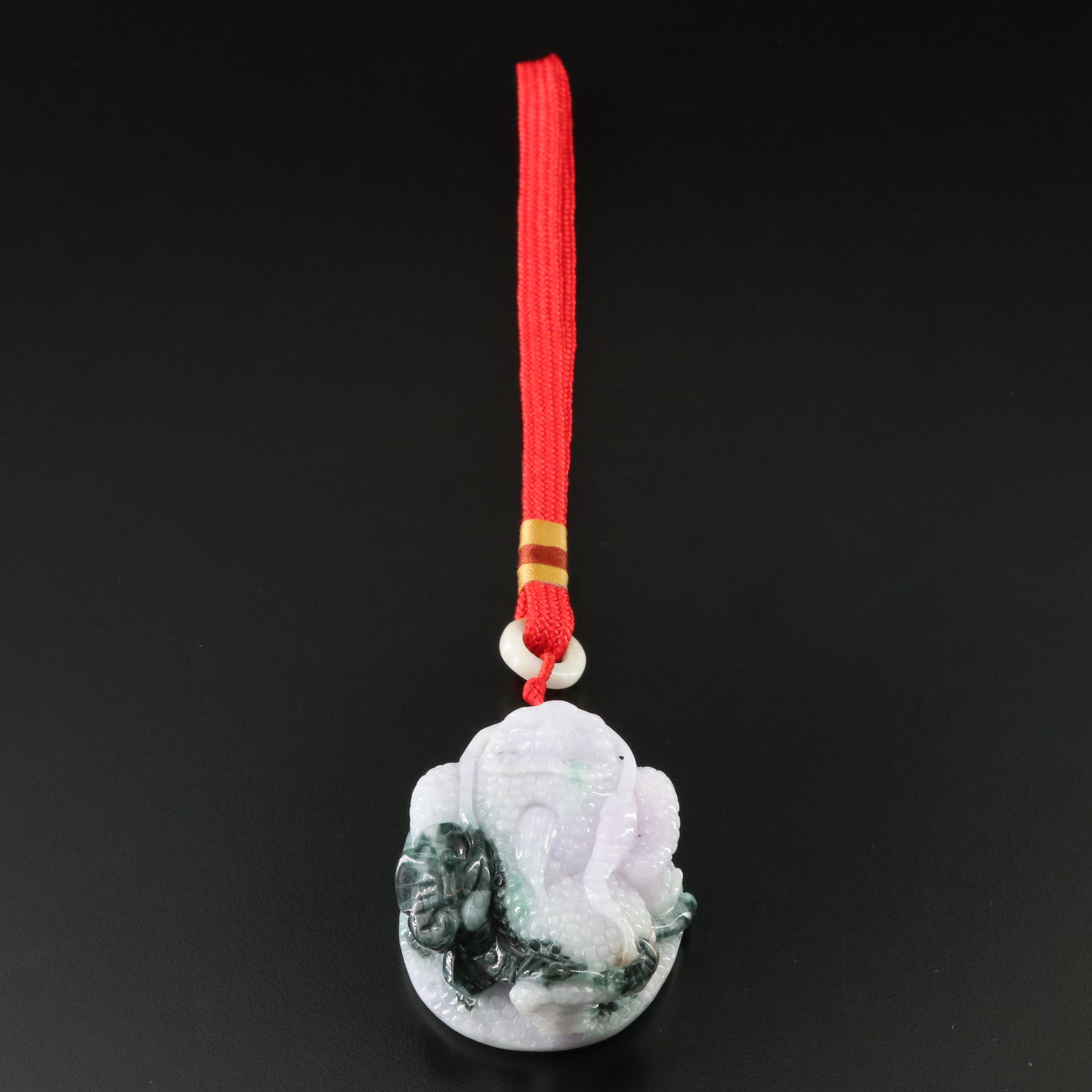 Chinese Jadeite Frog on Silk Cord