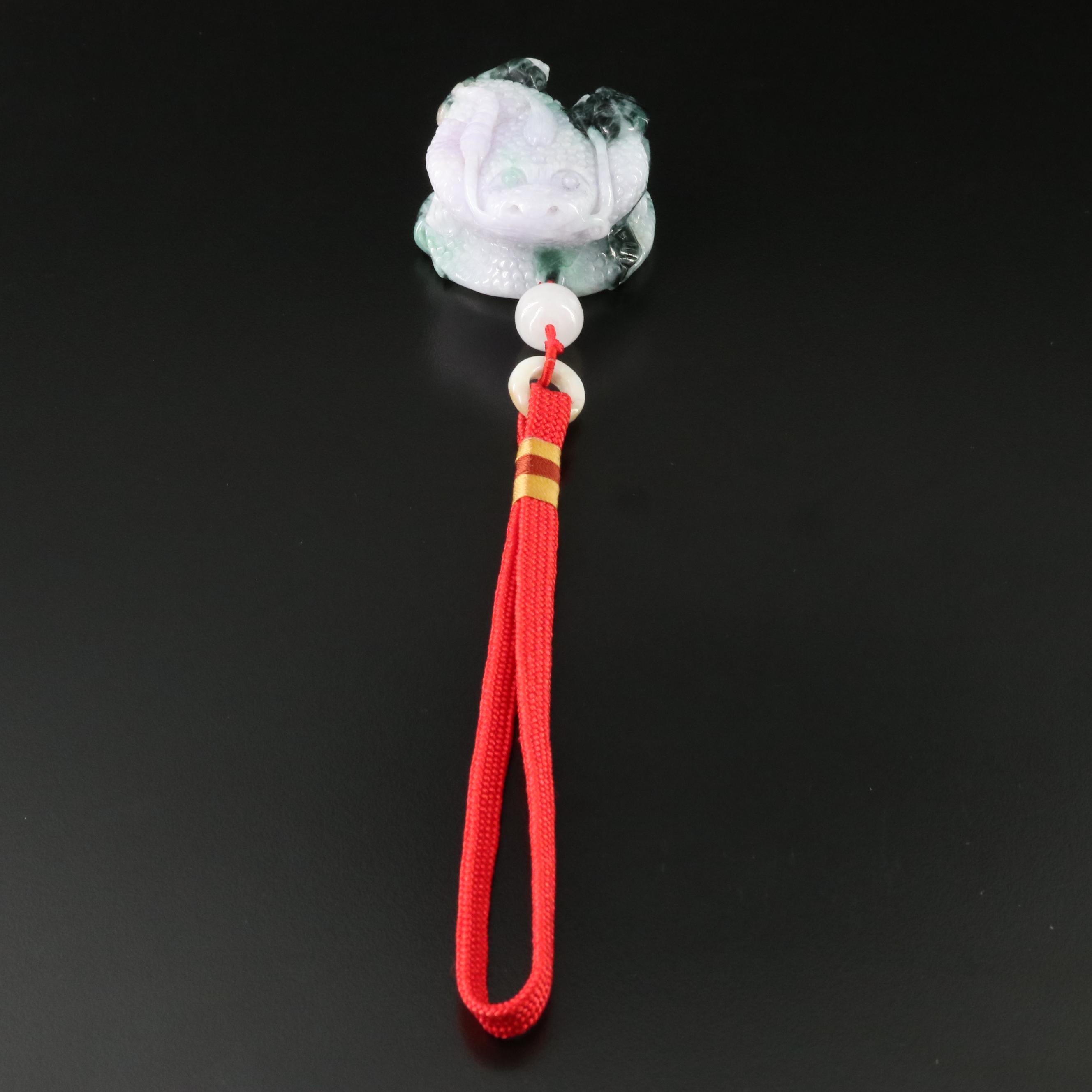 Chinese Jadeite Frog on Silk Cord