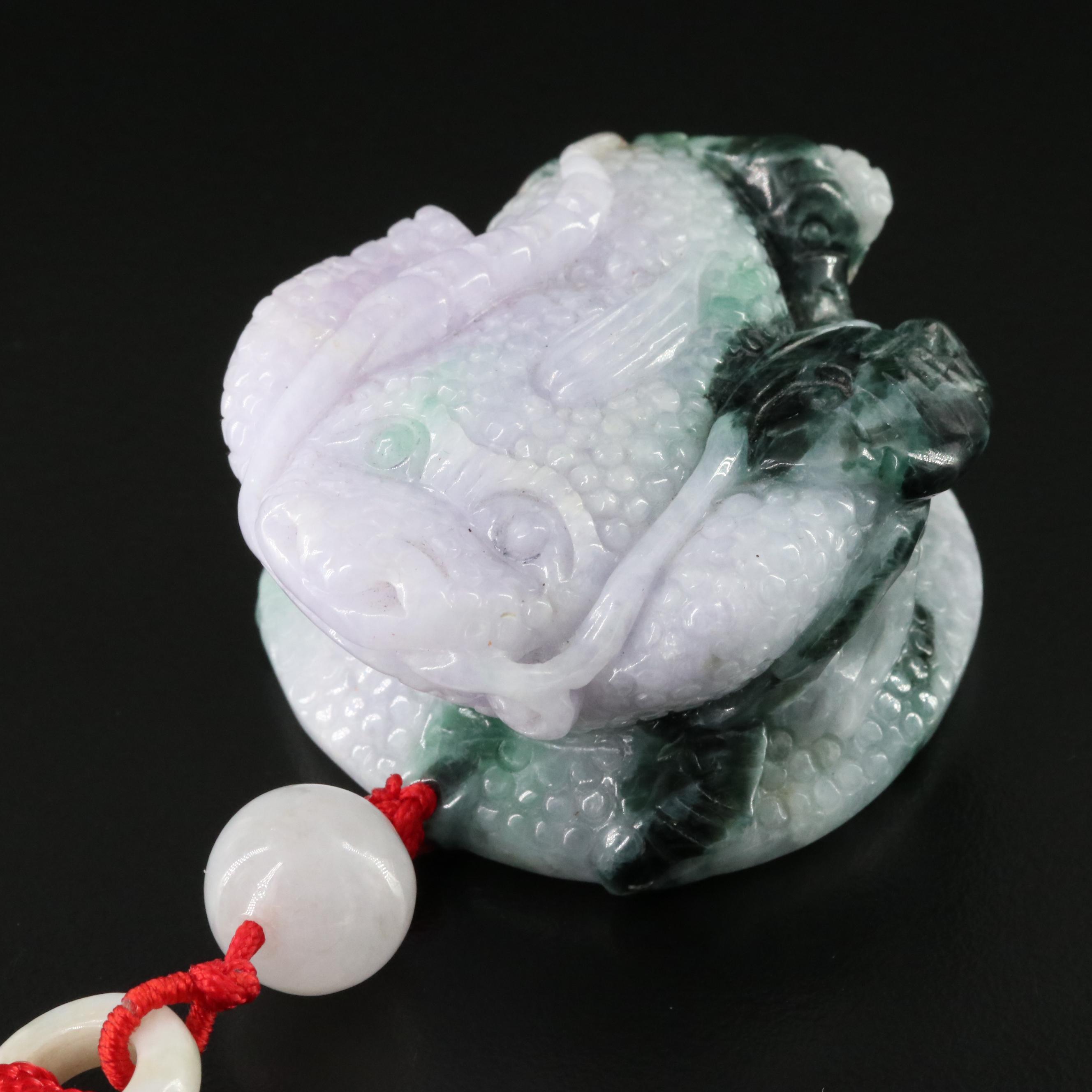 Chinese Jadeite Frog on Silk Cord