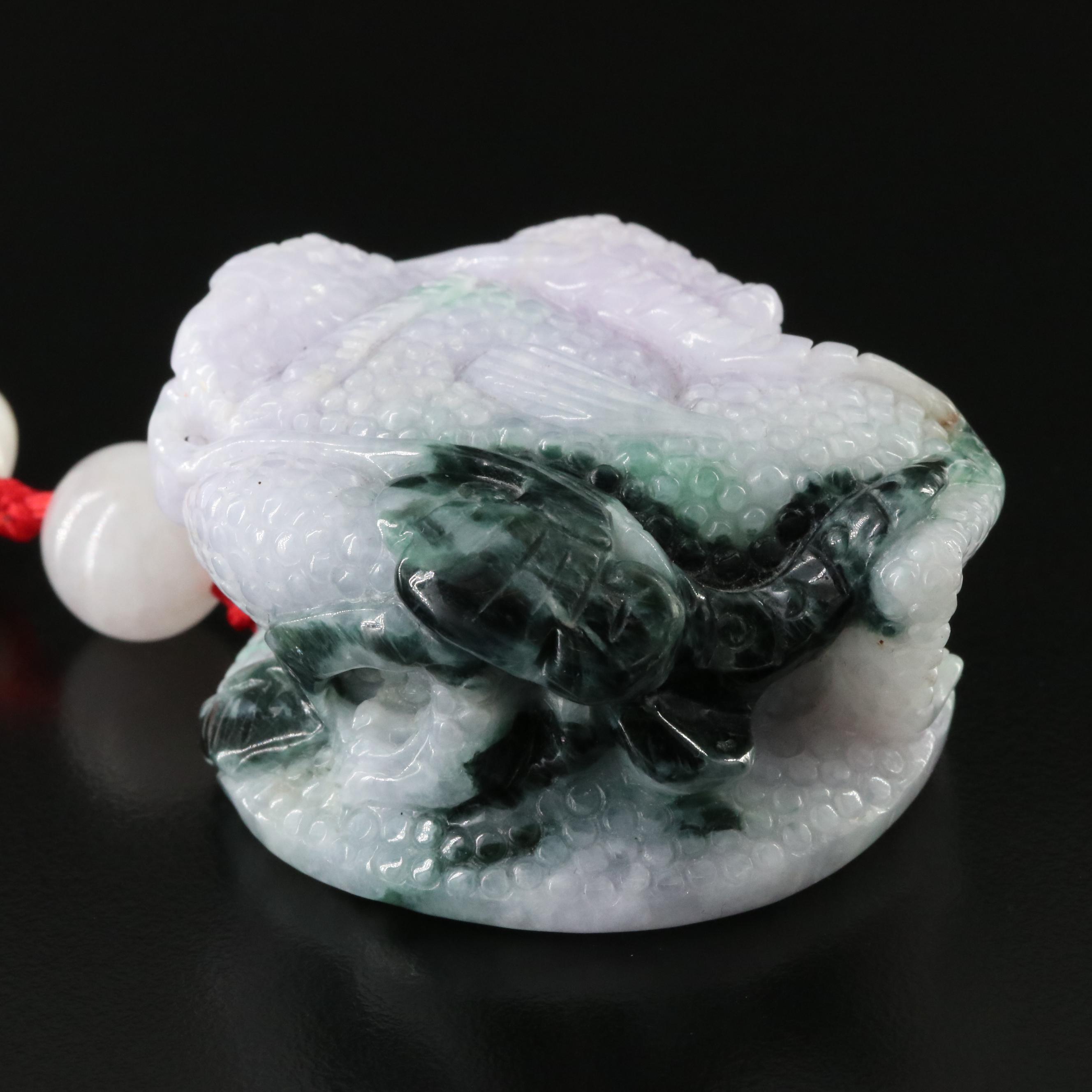 Chinese Jadeite Frog on Silk Cord