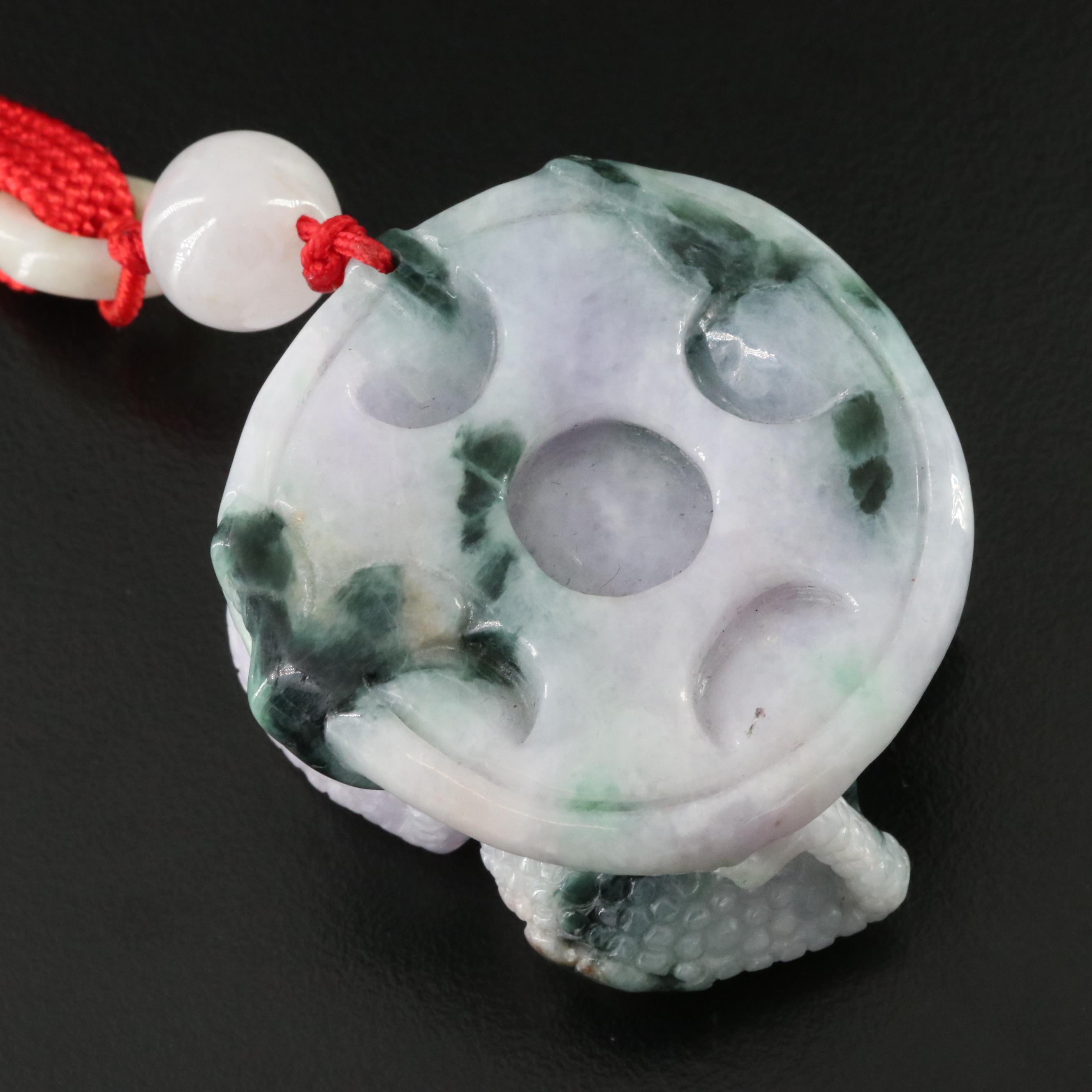 Chinese Jadeite Frog on Silk Cord