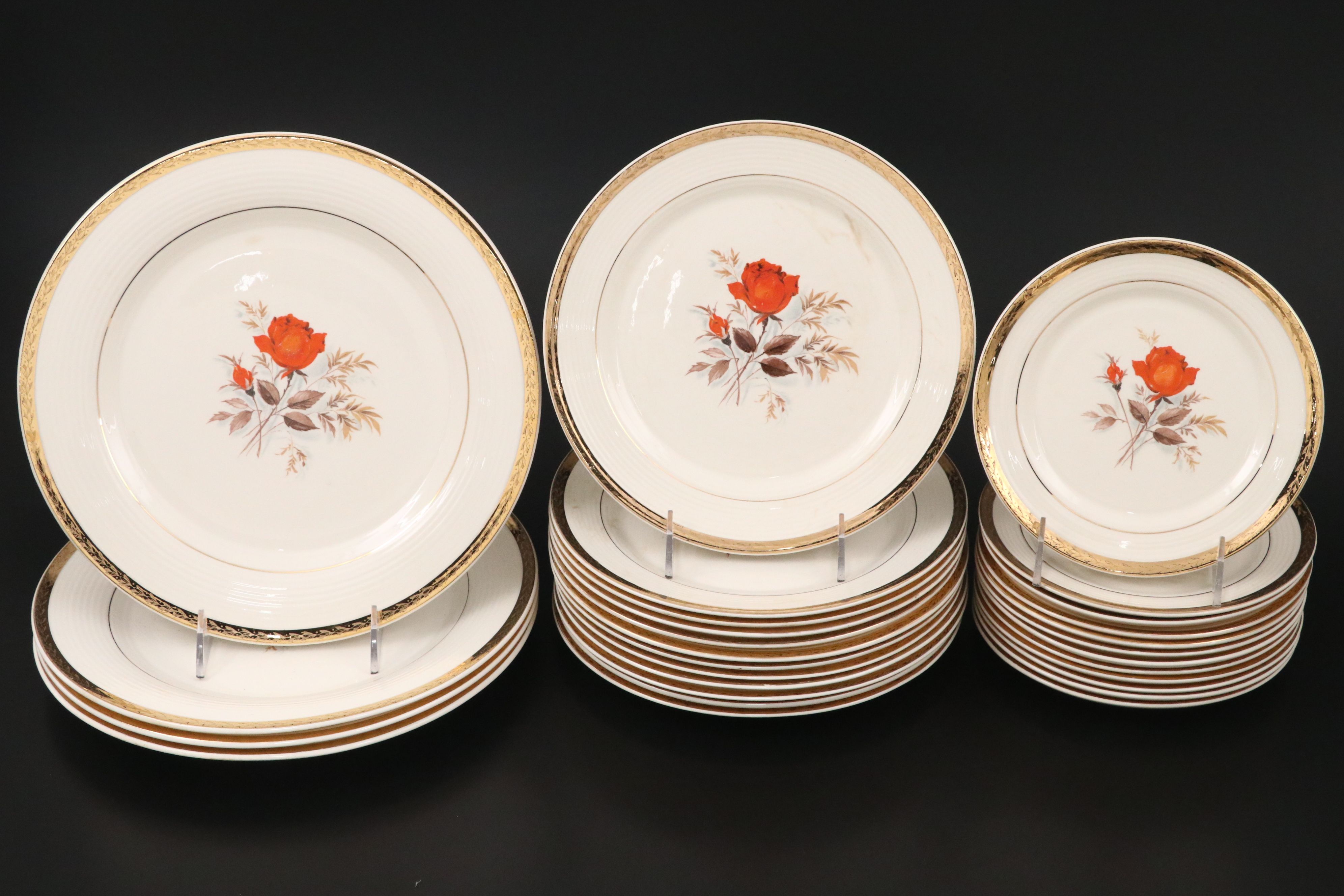 Triumph American Limoges "Vermillion Rose" Dinnerware and Serving Pieces