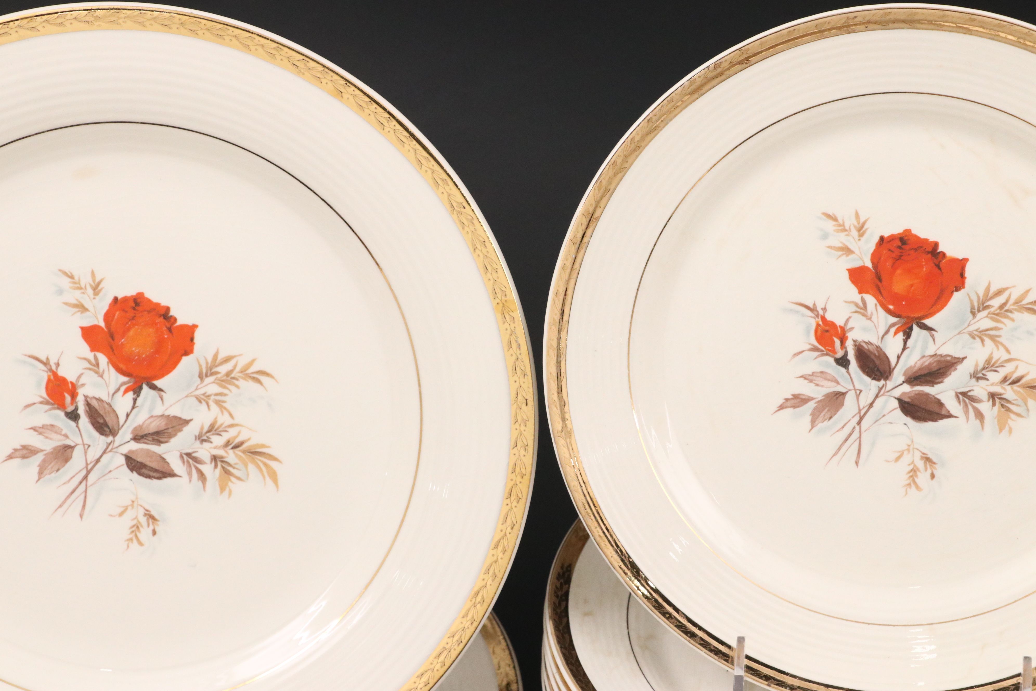 Triumph American Limoges "Vermillion Rose" Dinnerware and Serving Pieces