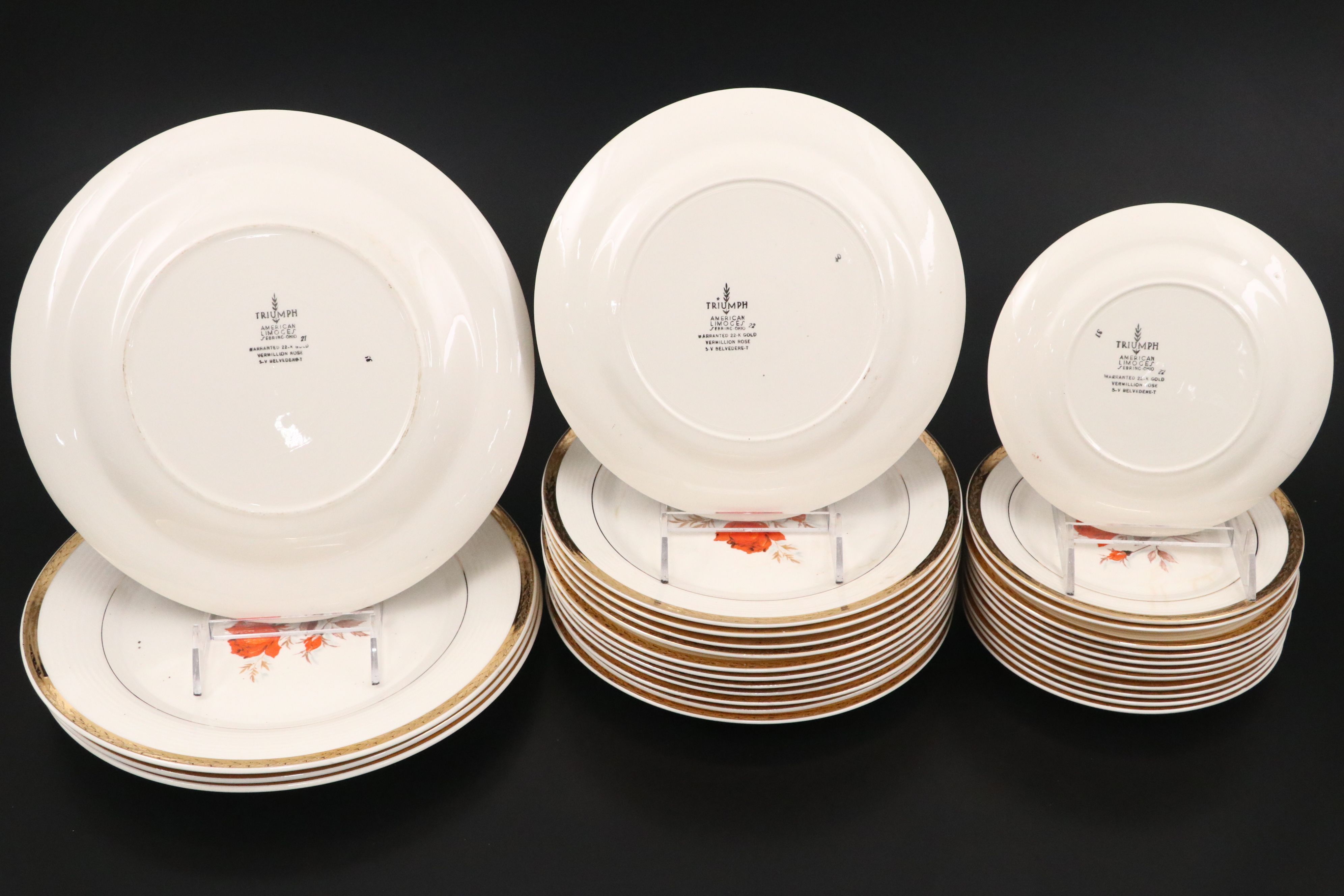 Triumph American Limoges "Vermillion Rose" Dinnerware and Serving Pieces