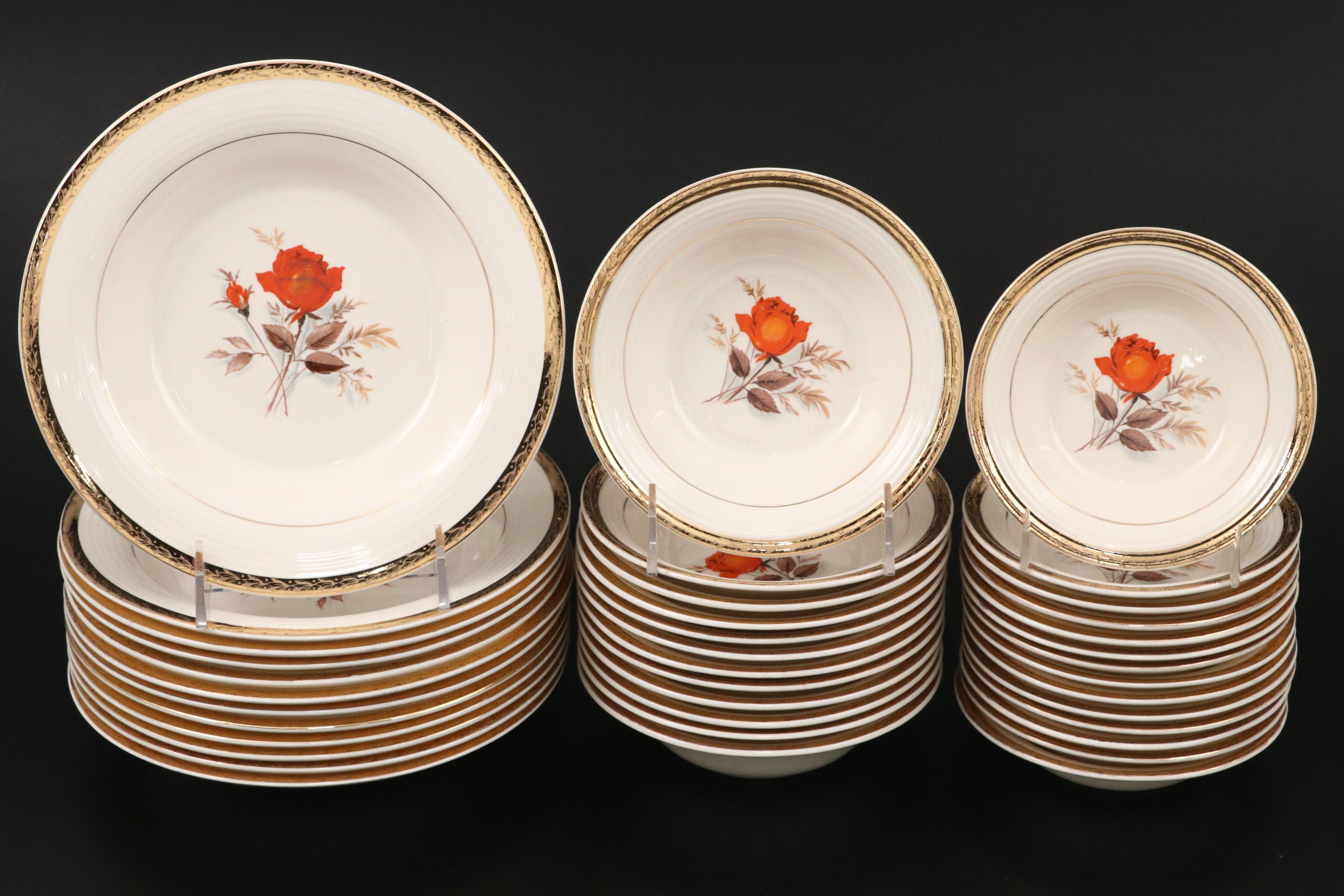 Triumph American Limoges "Vermillion Rose" Dinnerware and Serving Pieces