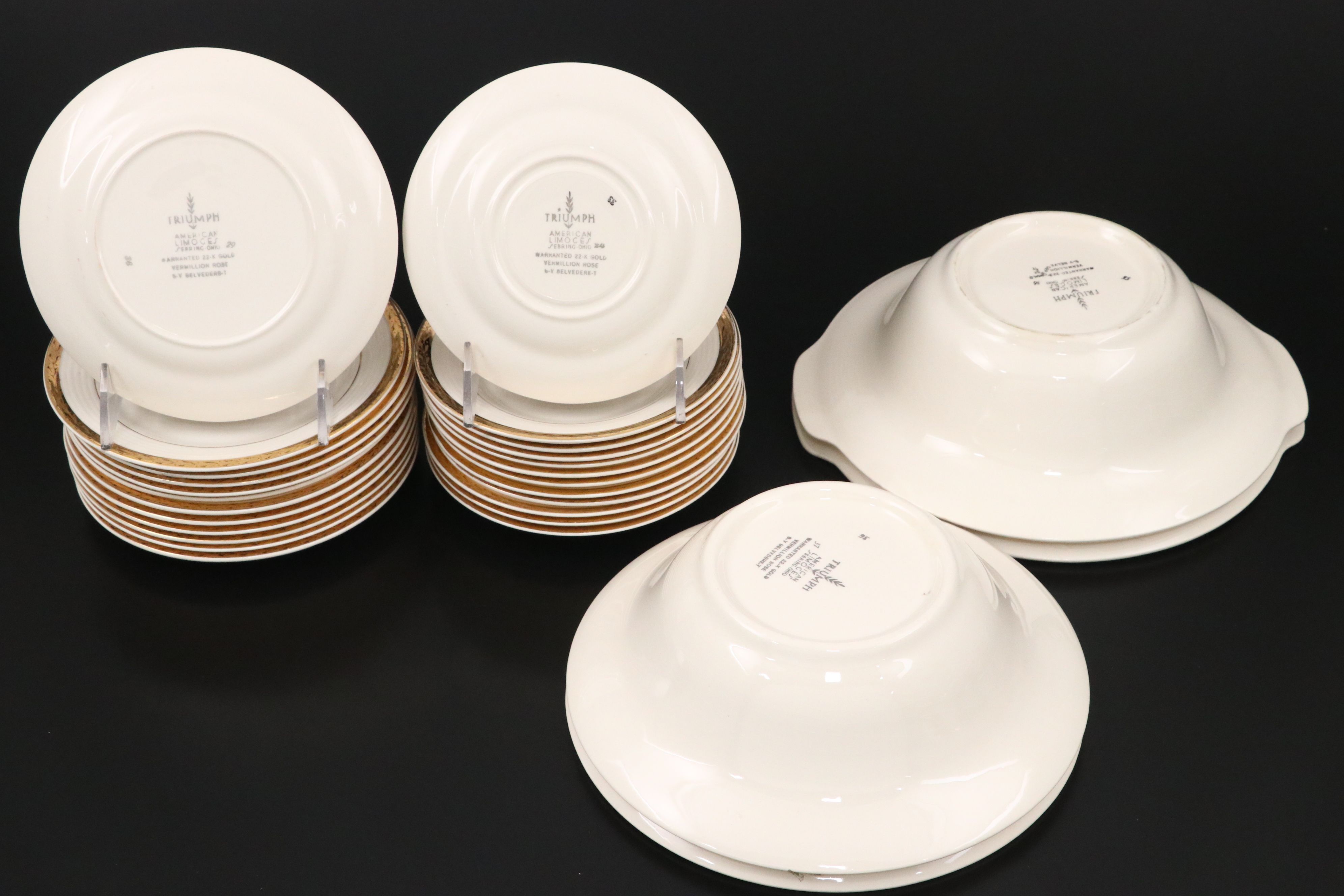 Triumph American Limoges "Vermillion Rose" Dinnerware and Serving Pieces