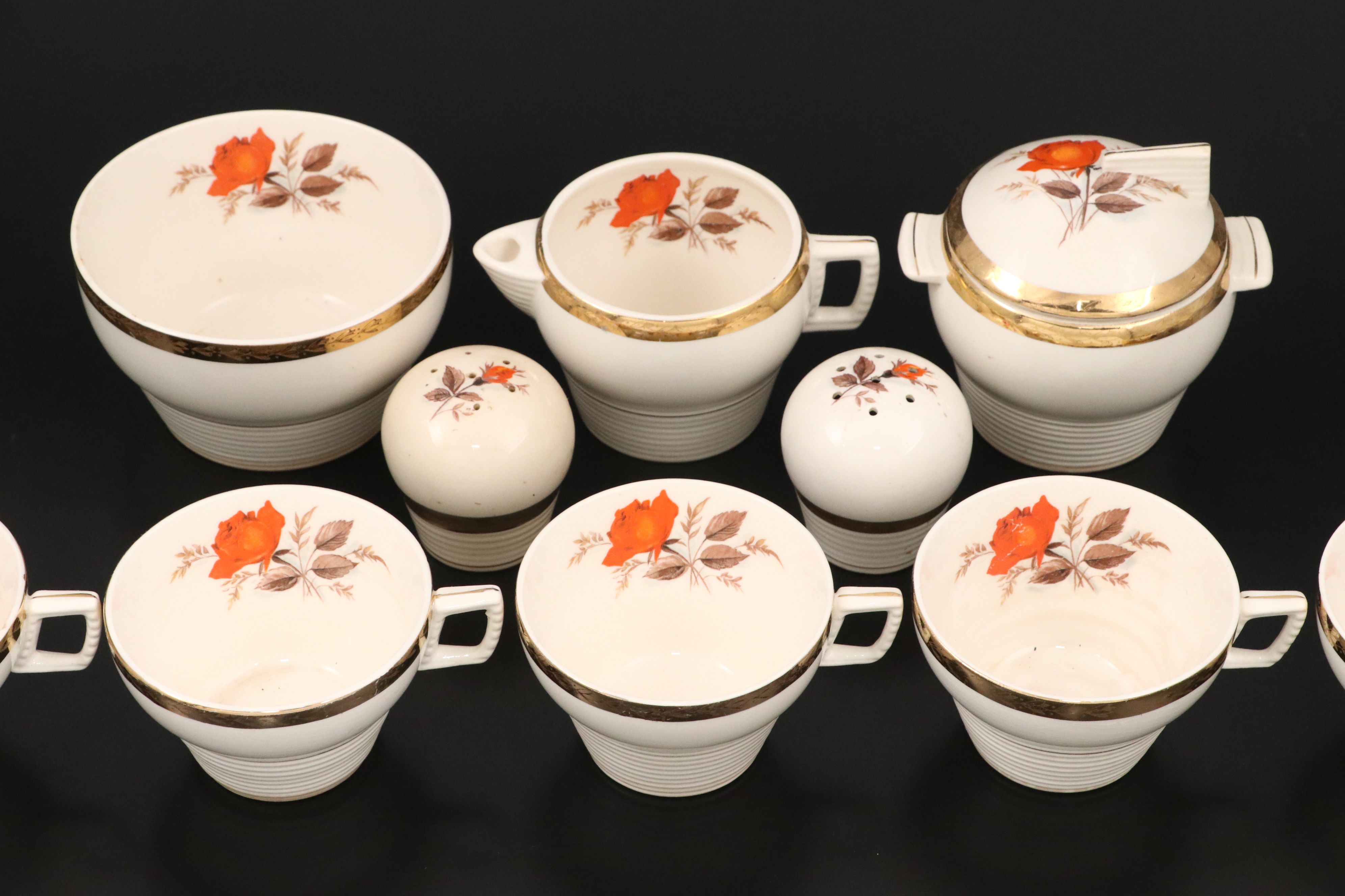 Triumph American Limoges "Vermillion Rose" Dinnerware and Serving Pieces