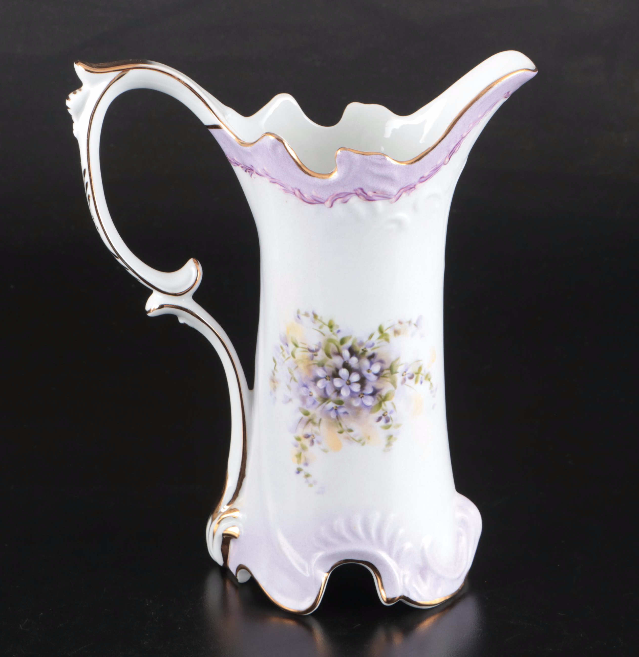 Porcelain Treasures Lavender Hydrangea Tea Set, Pitcher, Tray, and More