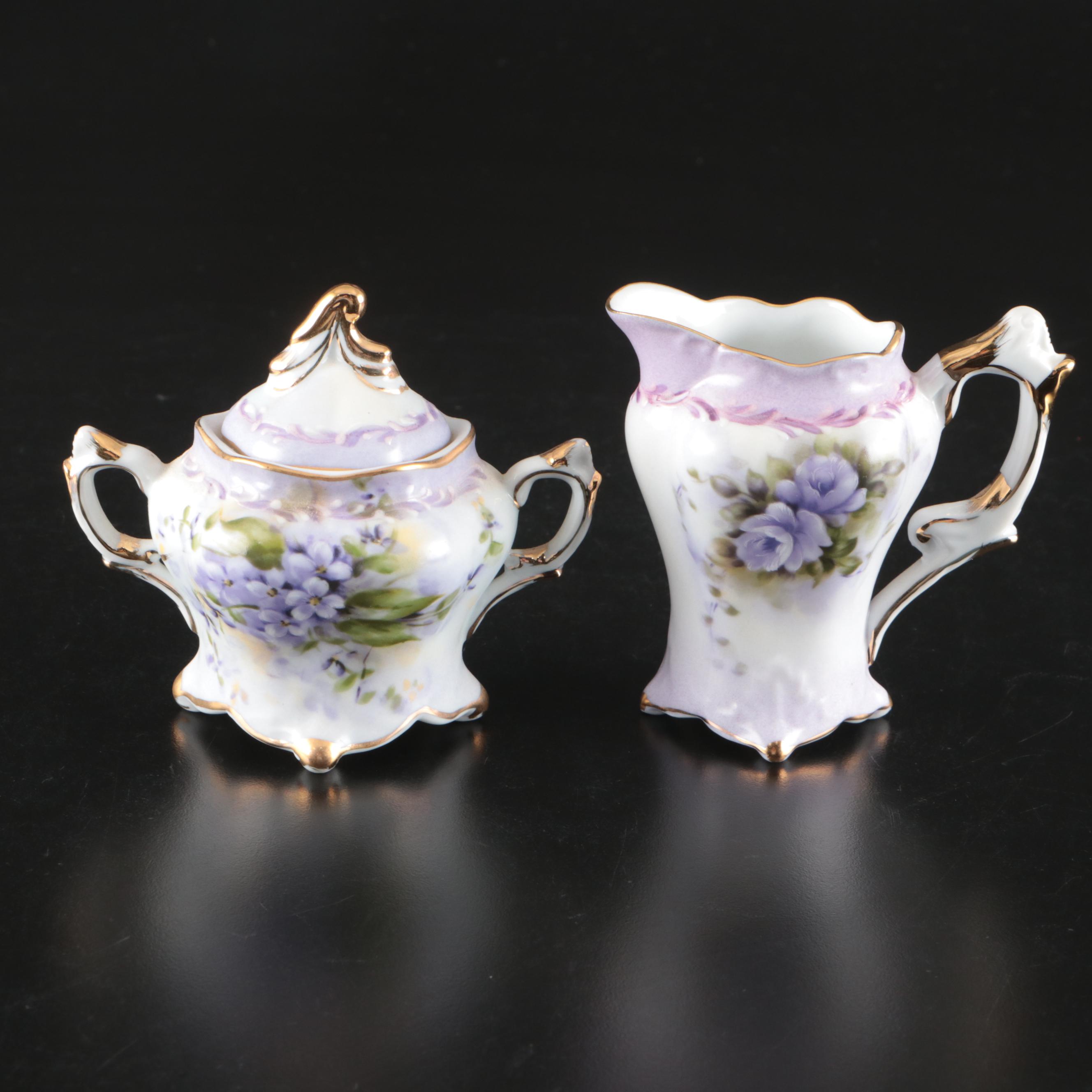 Porcelain Treasures Lavender Hydrangea Tea Set, Pitcher, Tray, and More