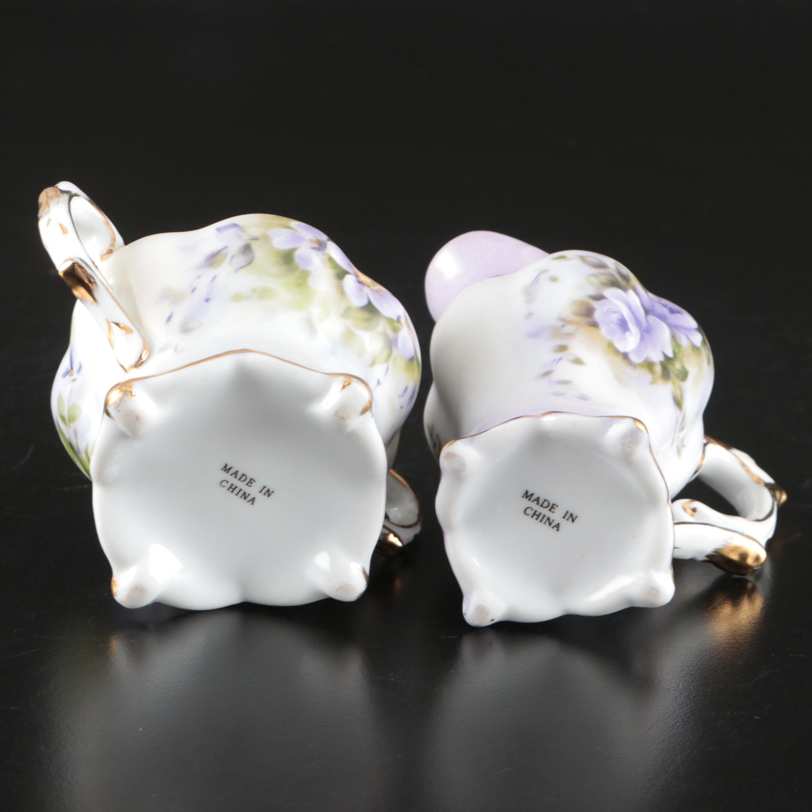Porcelain Treasures Lavender Hydrangea Tea Set, Pitcher, Tray, and More