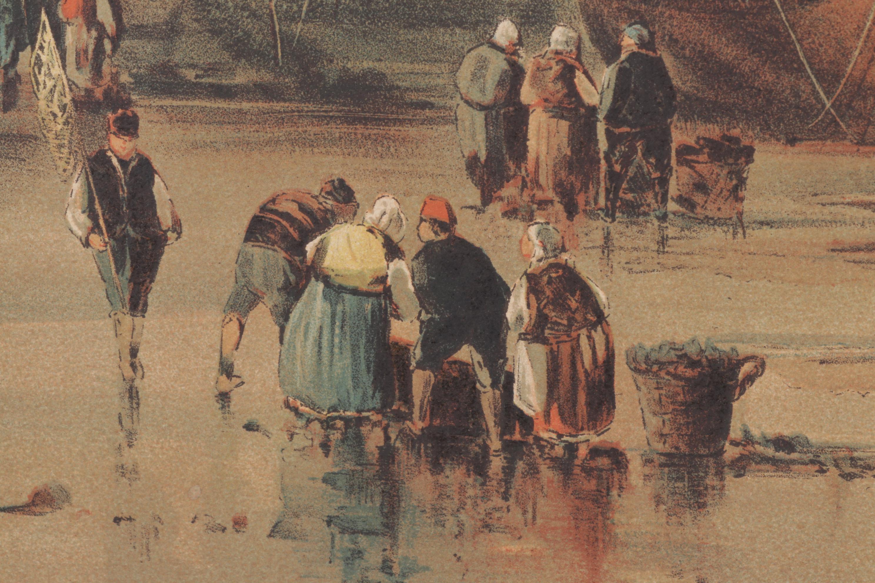 Chromolithograph after Sydney A. Mulholland of Workers in Harbor Scene, 1897