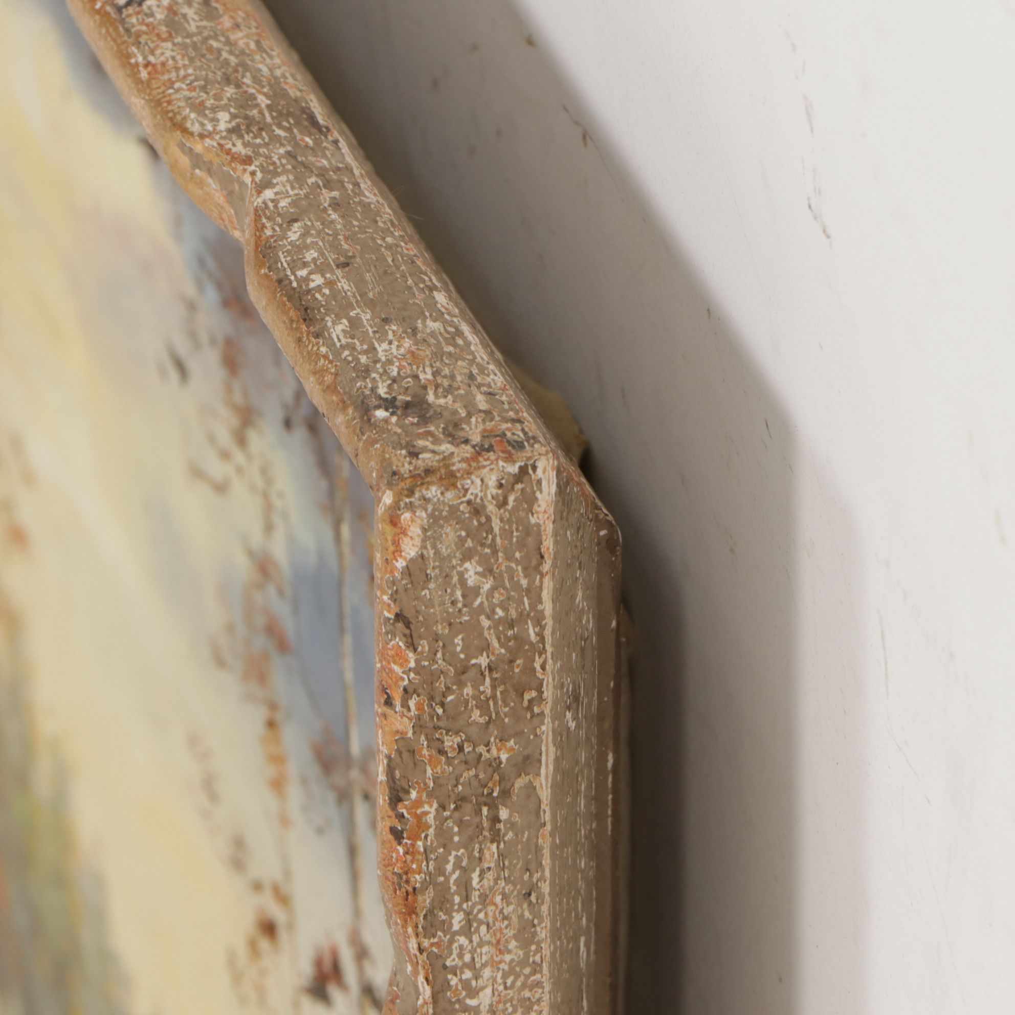 Romantic Realistic Oil Painting of a Dovecote on Riverfront Landscape, 1968