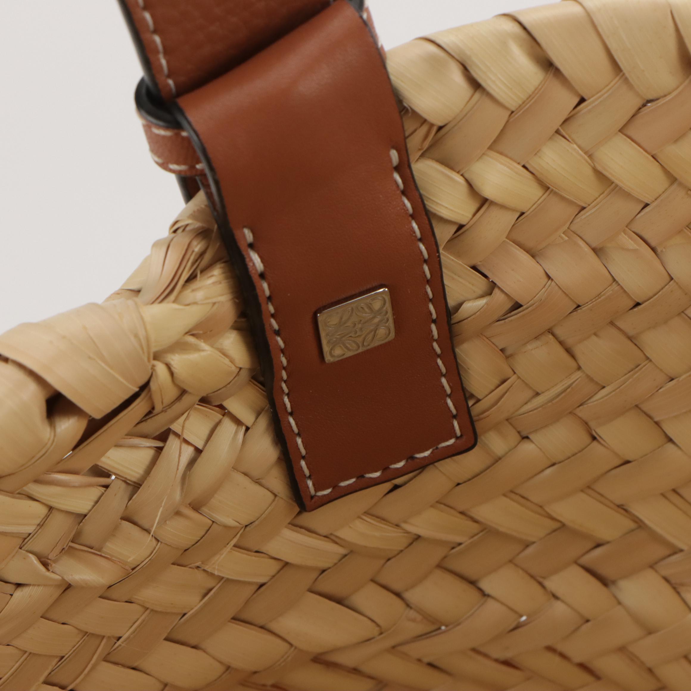 Loewe Anagram Basket Bag in Woven Palm Leaf and Leather Trim