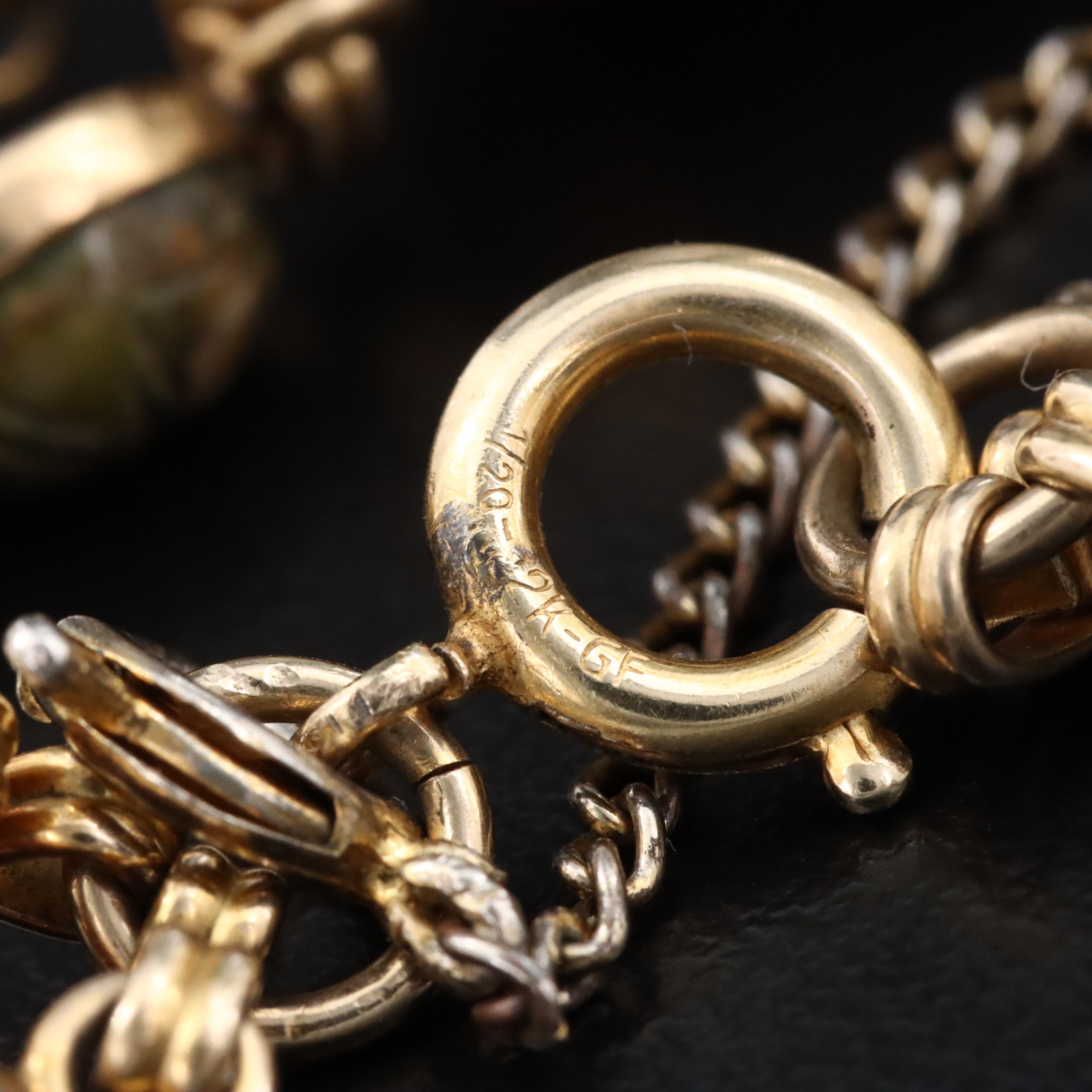 Vintage Gold-Filled Gemstone Scarab Bracelet