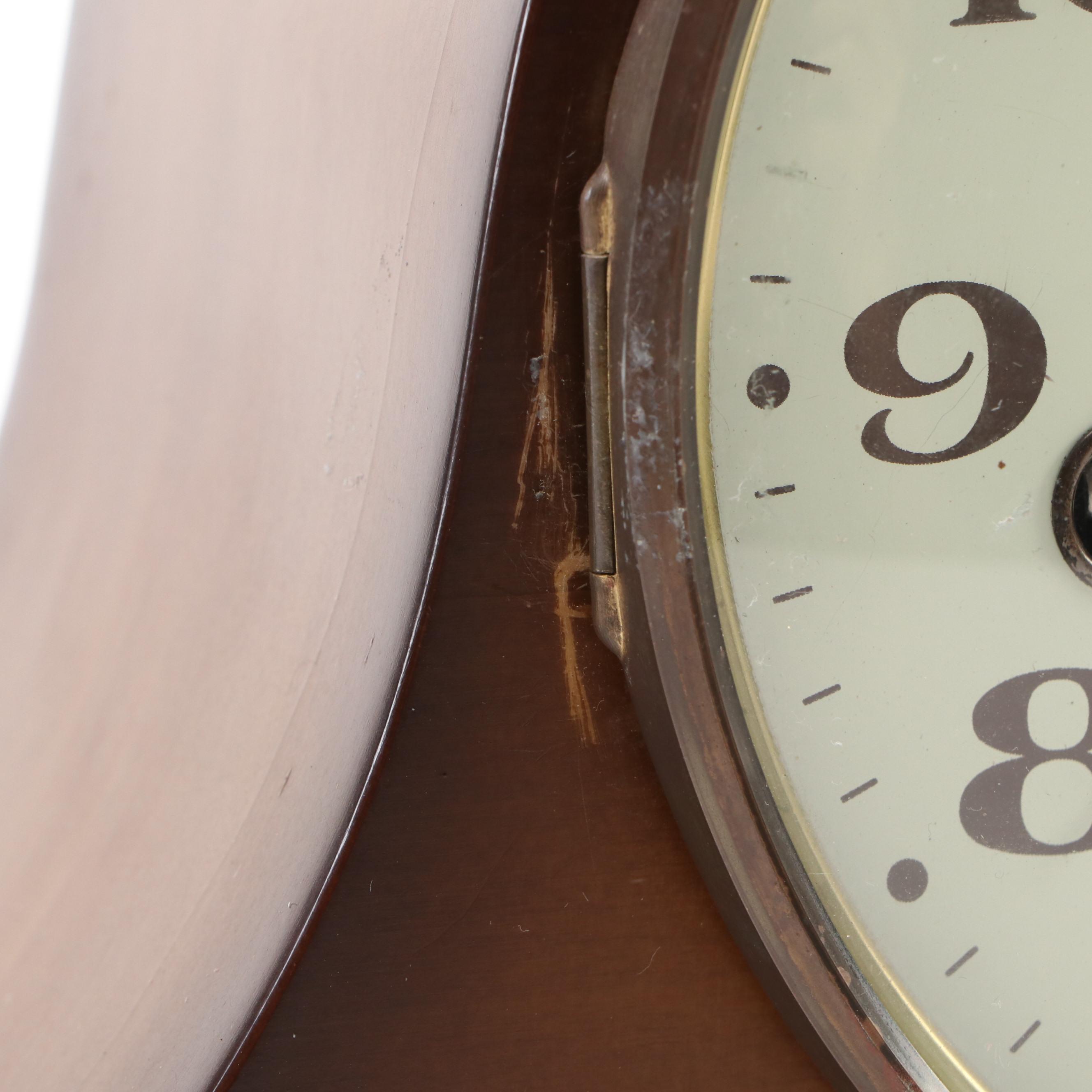 Bulova Wood with Brass Decals Mantel Clock