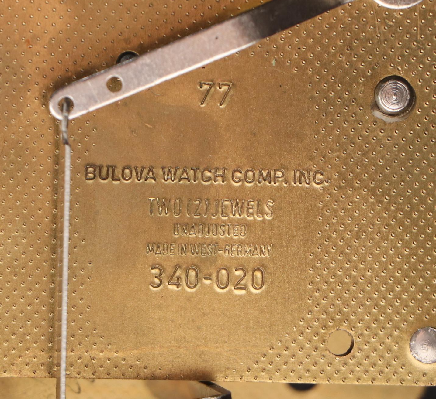 Bulova Wood with Brass Decals Mantel Clock