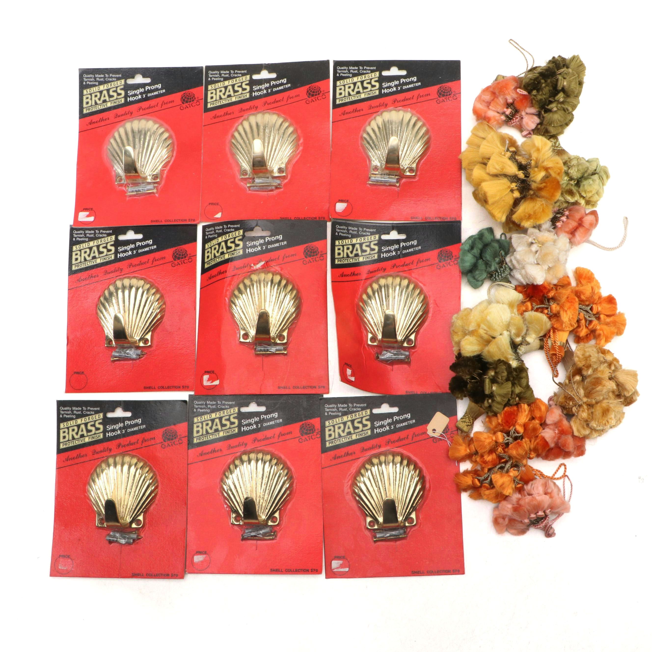 Gatco Brass Shell Wall Hooks with Decorative Silk Tassels