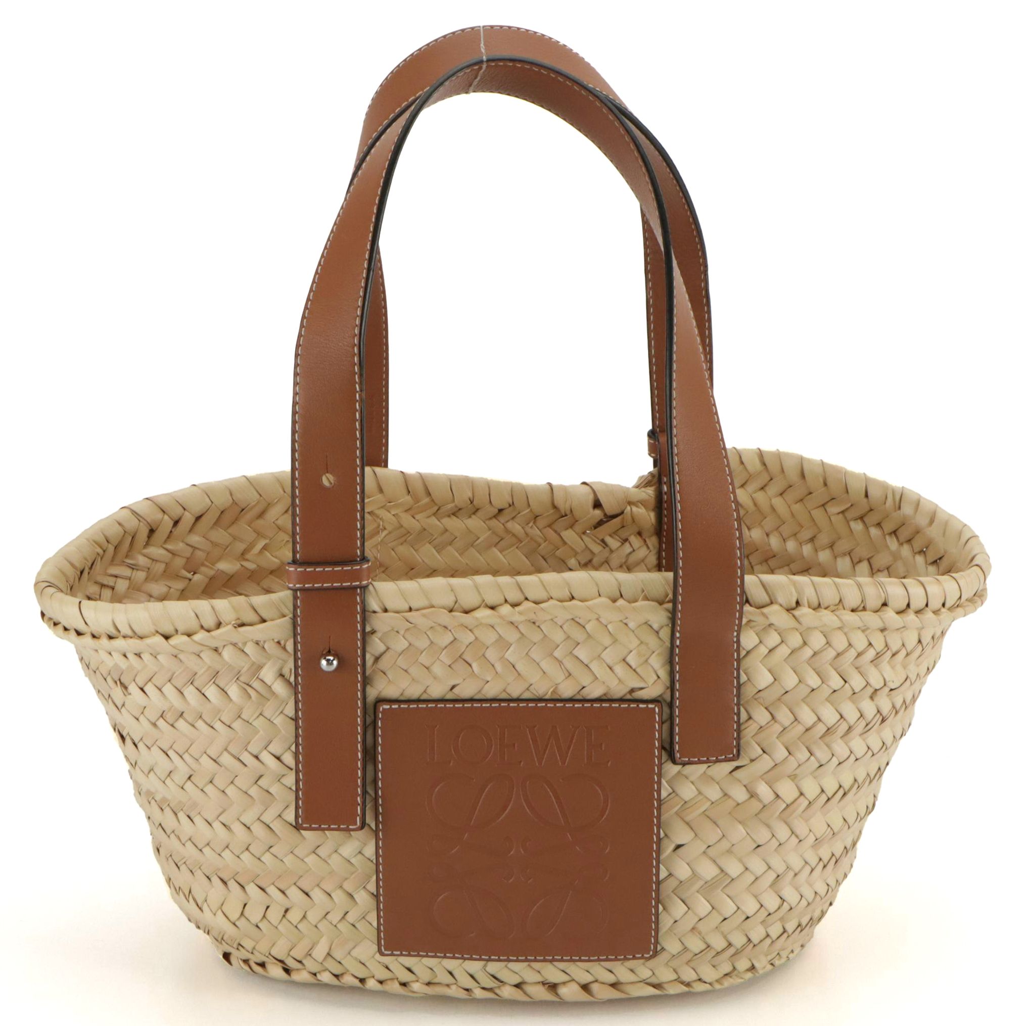 Loewe Anagram Basket Bag in Woven Palm Leaf and Leather Trim