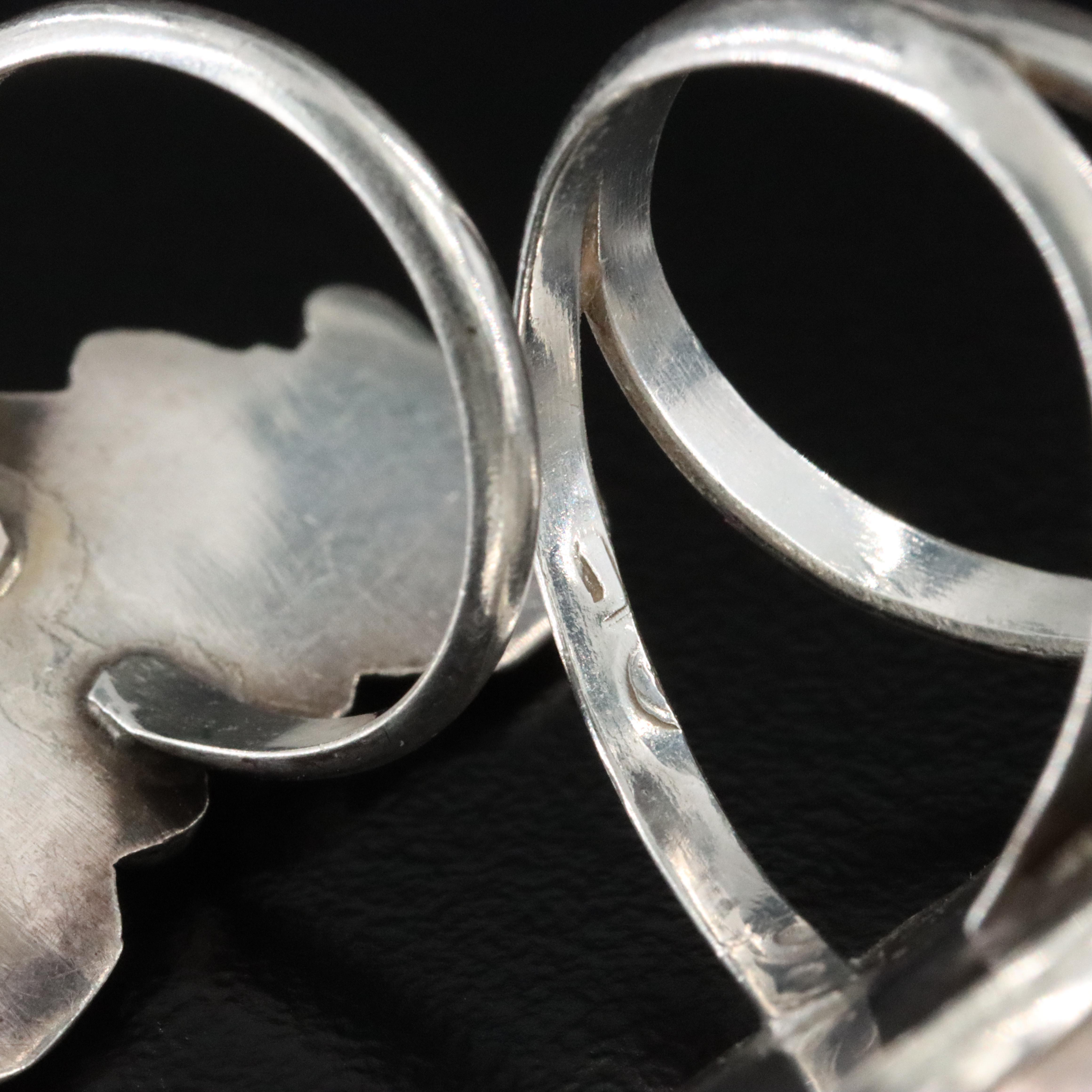 Sterling Coral and Turquoise Pointer Rings