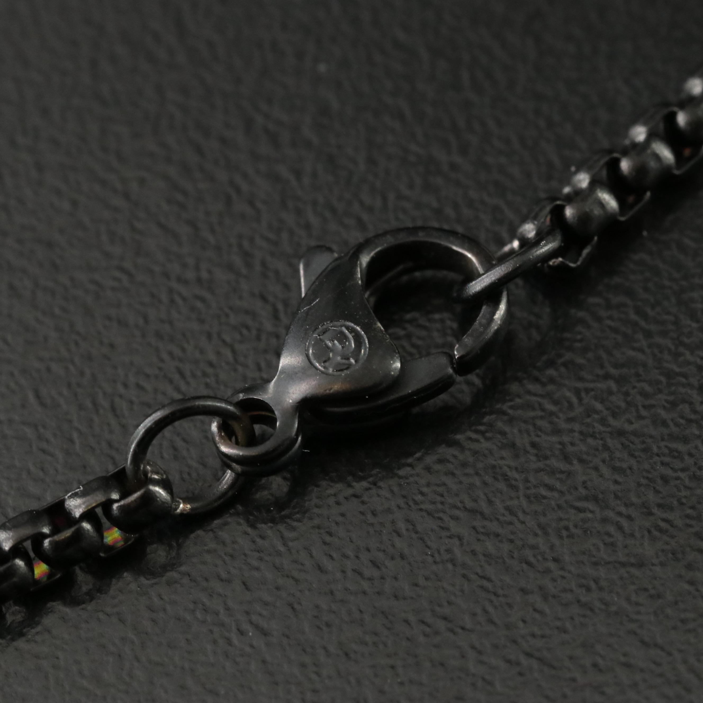 David Yurman Sterling Memento Mori Skull Amulet on Darkened Stainless Chain