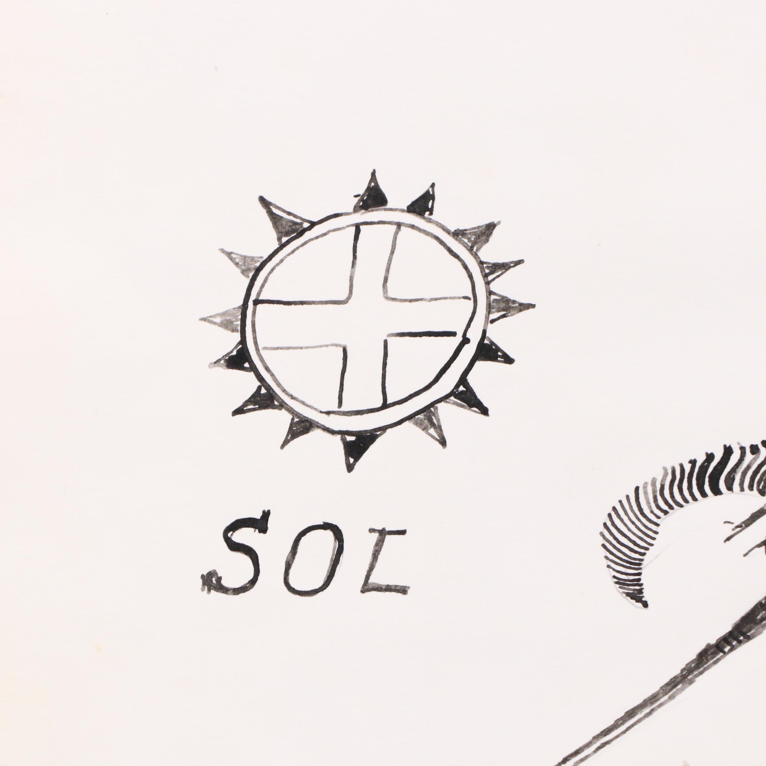 Nikolay "Kuk" Manuylov Surrealist Pen and Ink Drawing "Kapa Mapa," 2000