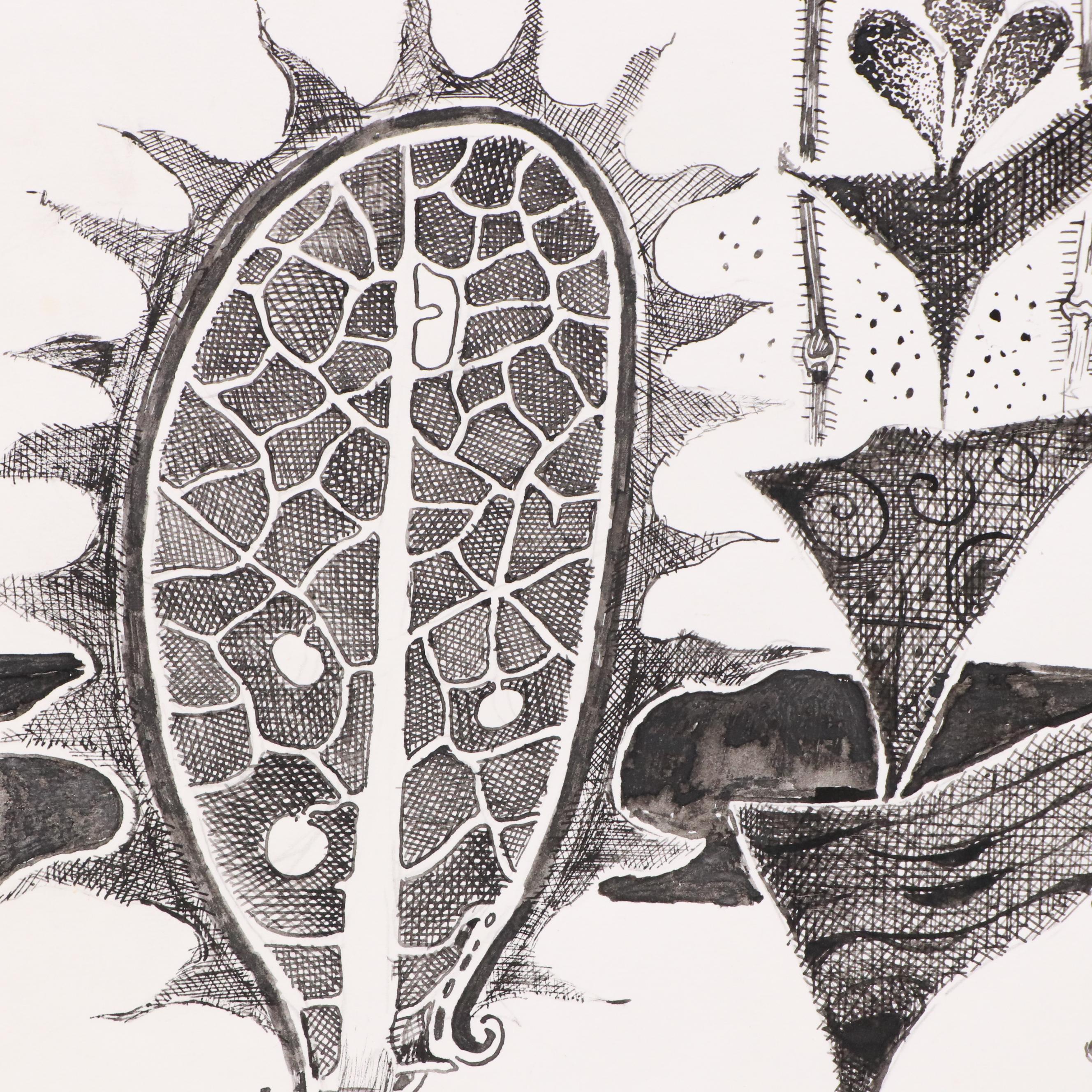 Nikolay "Kuk" Manuylov Surrealist Pen and Ink Drawing "Kapa Mapa," 2000