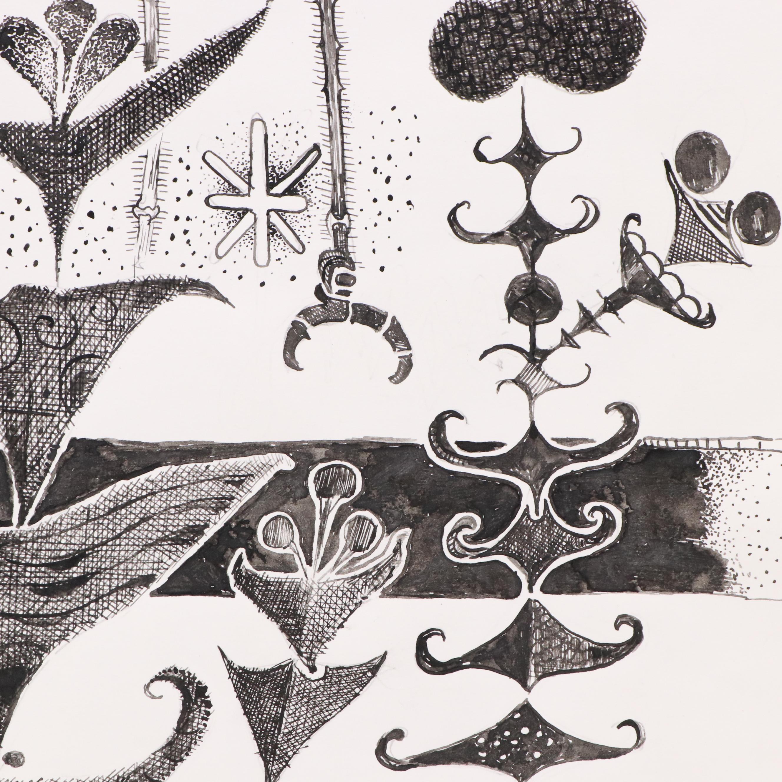 Nikolay "Kuk" Manuylov Surrealist Pen and Ink Drawing "Kapa Mapa," 2000