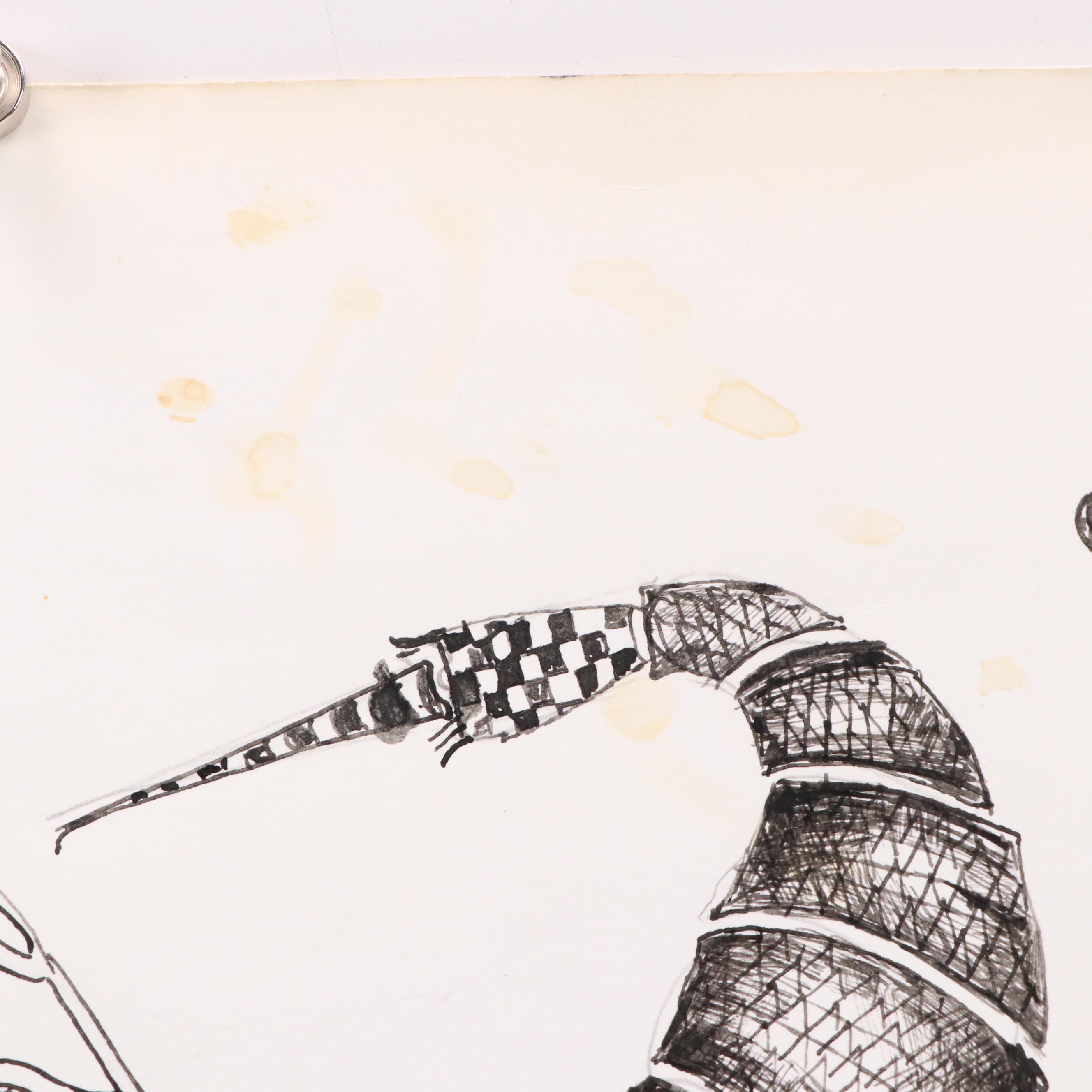 Nikolay "Kuk" Manuylov Surrealist Pen and Ink Drawing "Kapa Mapa," 2000