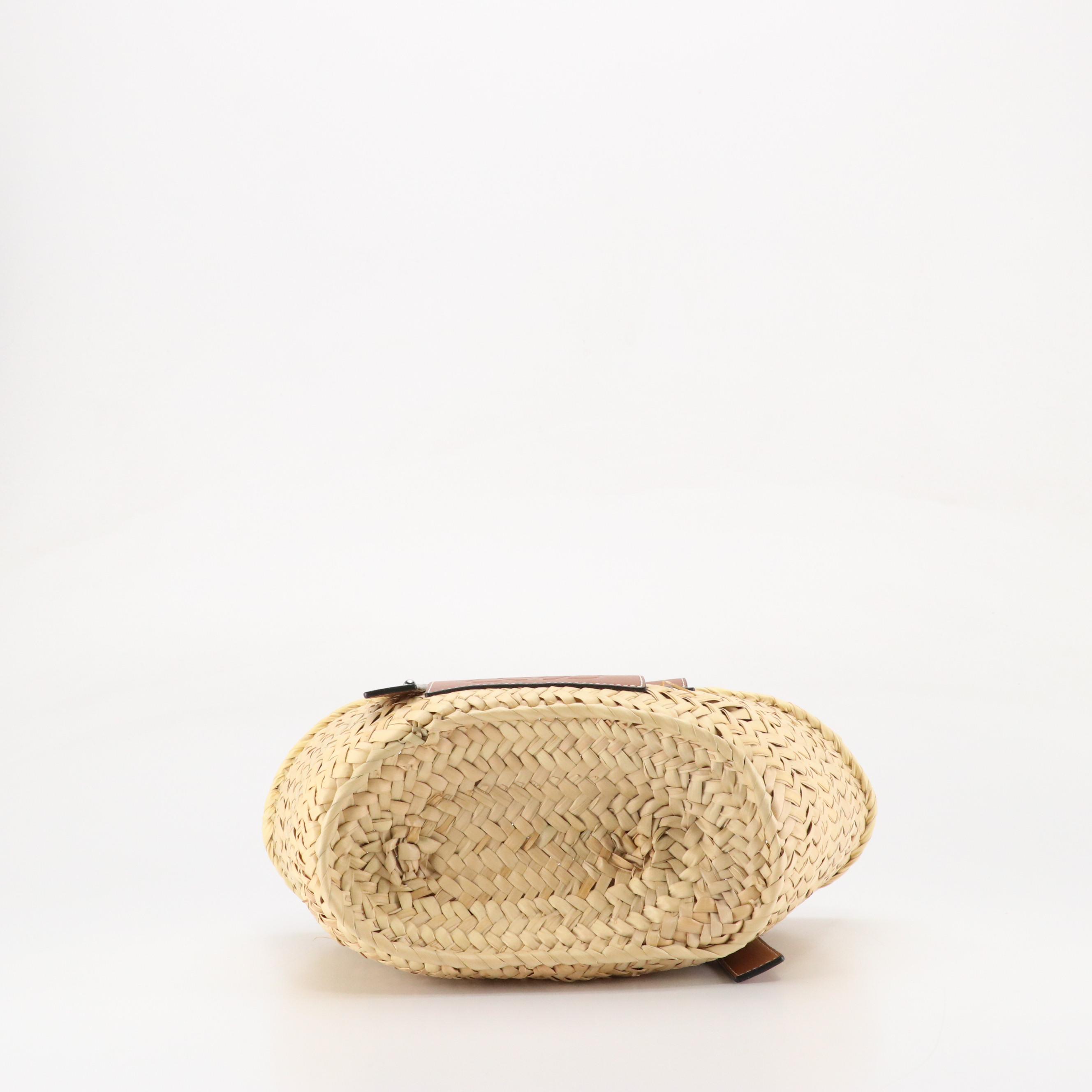 Loewe Small Anagram Basket Bag in Woven Palm Leaf and Leather Trim