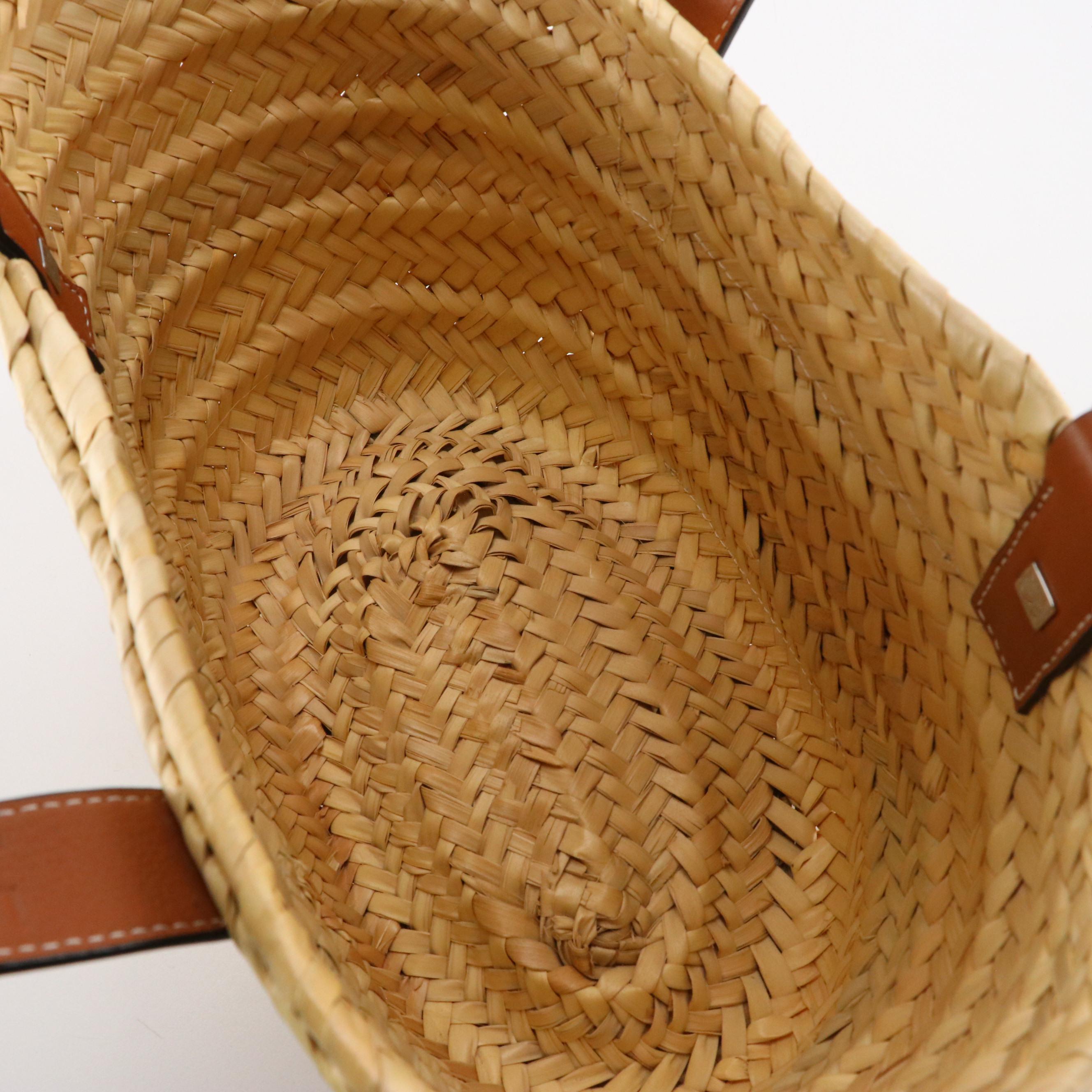 Loewe Small Anagram Basket Bag in Woven Palm Leaf and Leather Trim