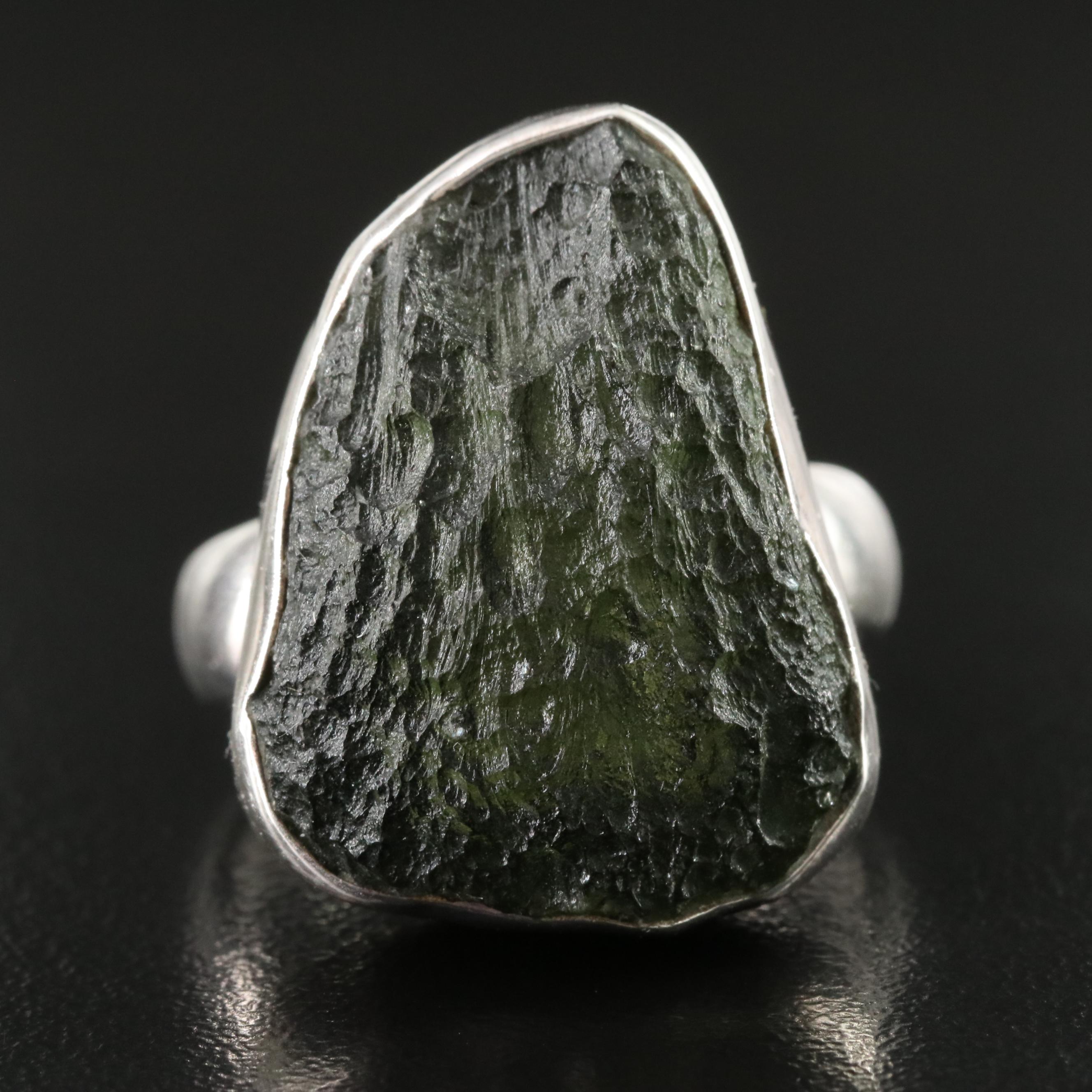 Sterling Moldavite Ring