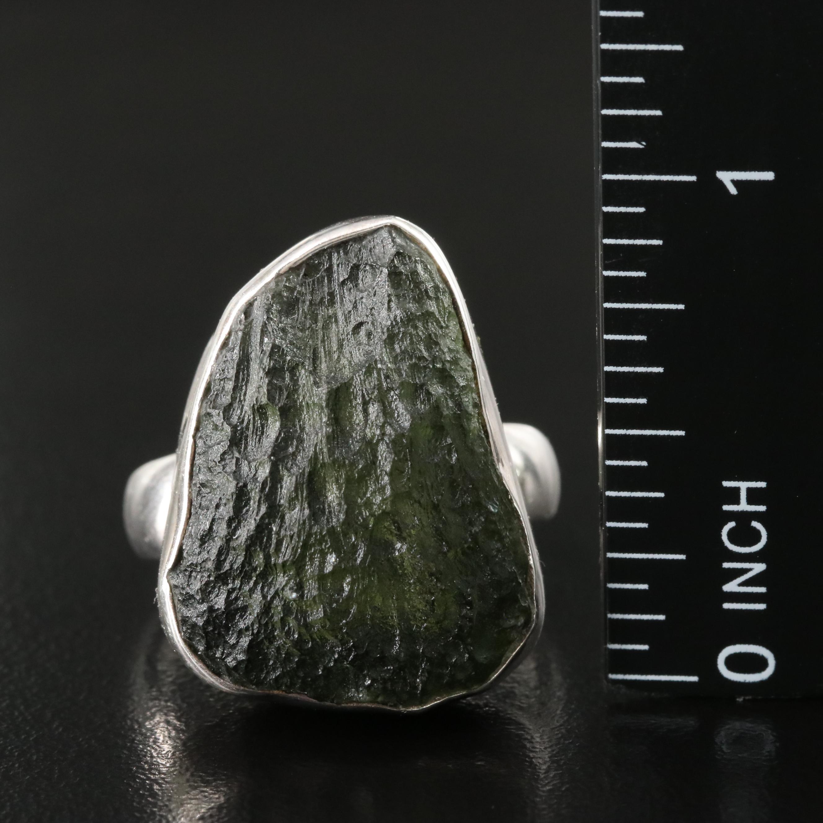 Sterling Moldavite Ring