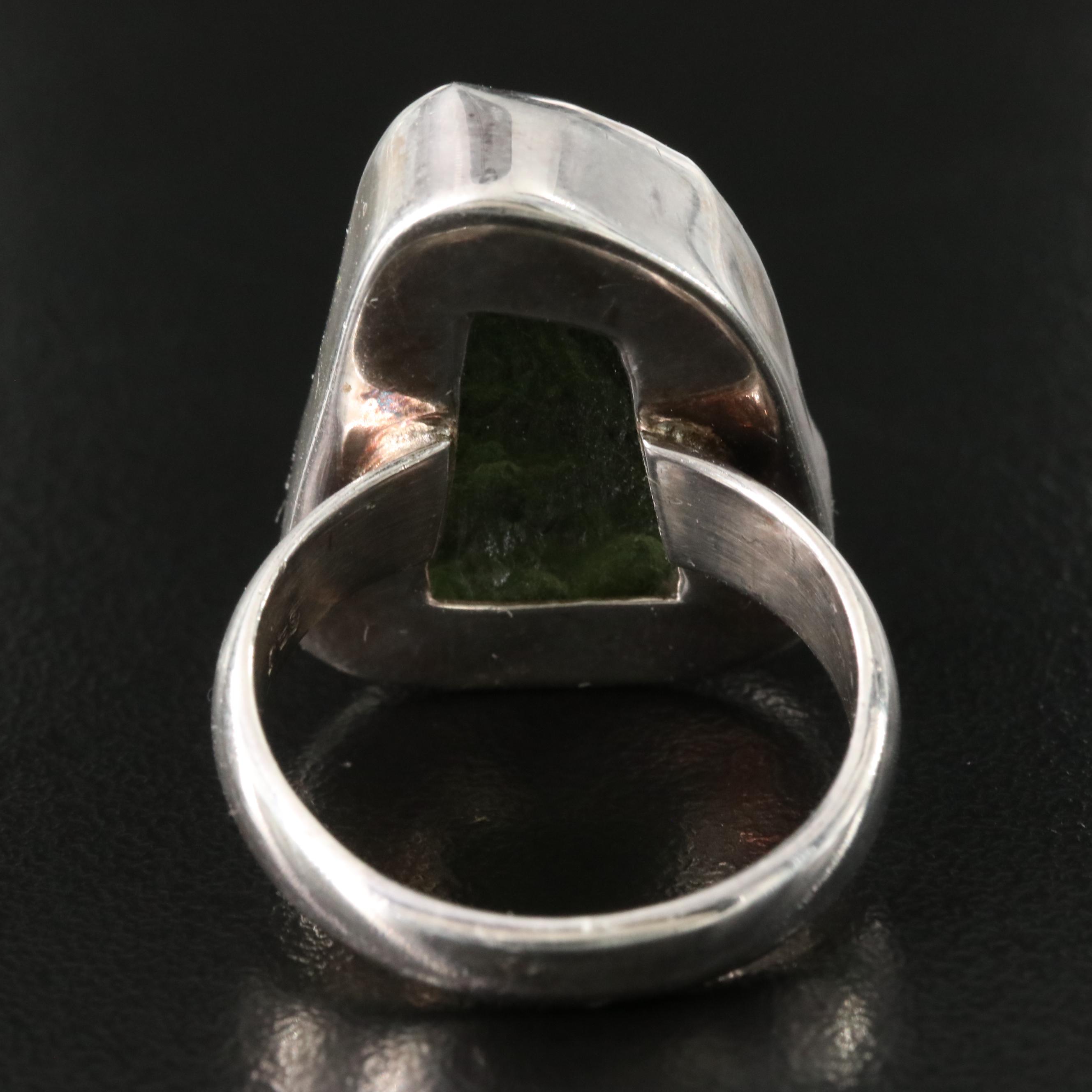 Sterling Moldavite Ring