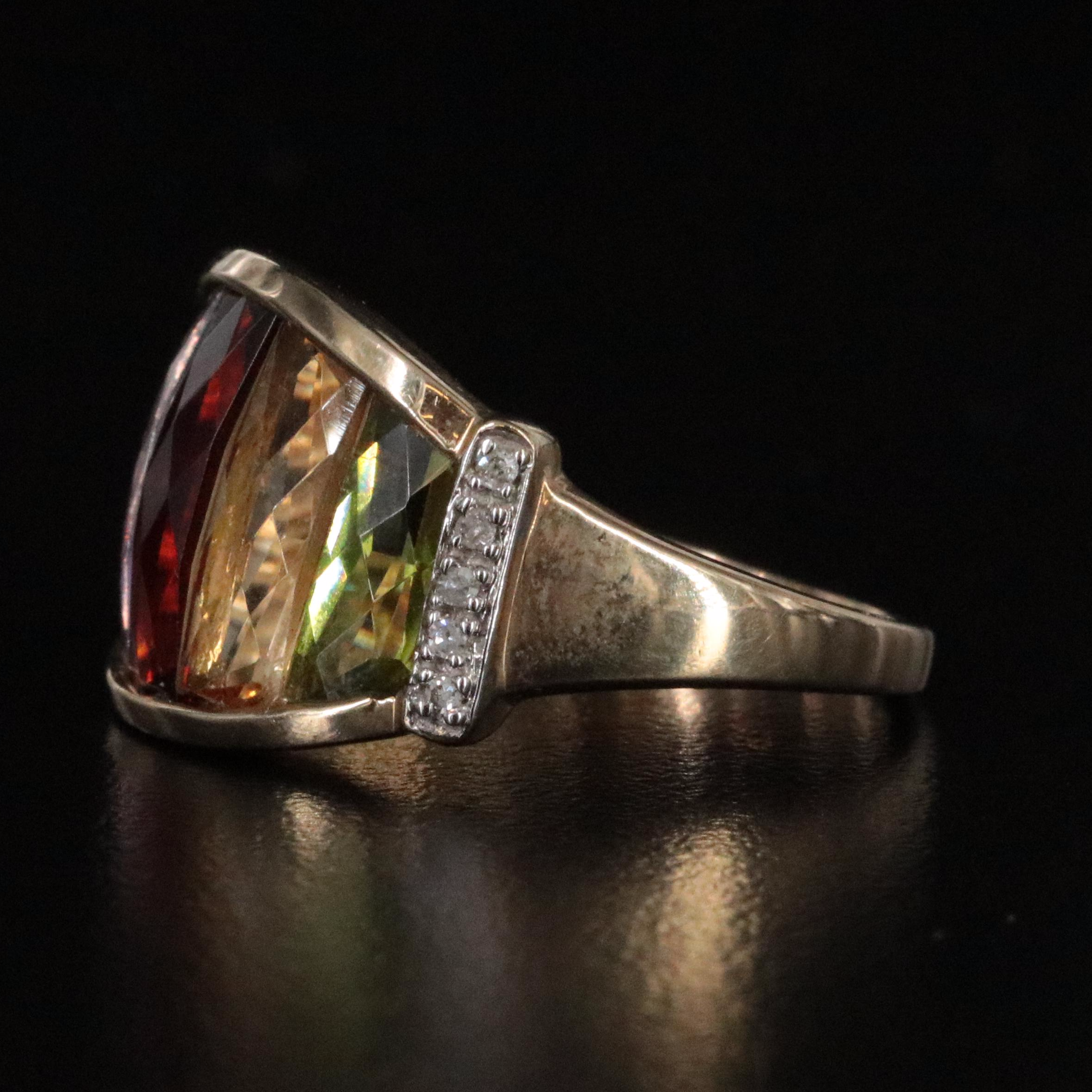 10K Gemstone and Diamond Dome Ring