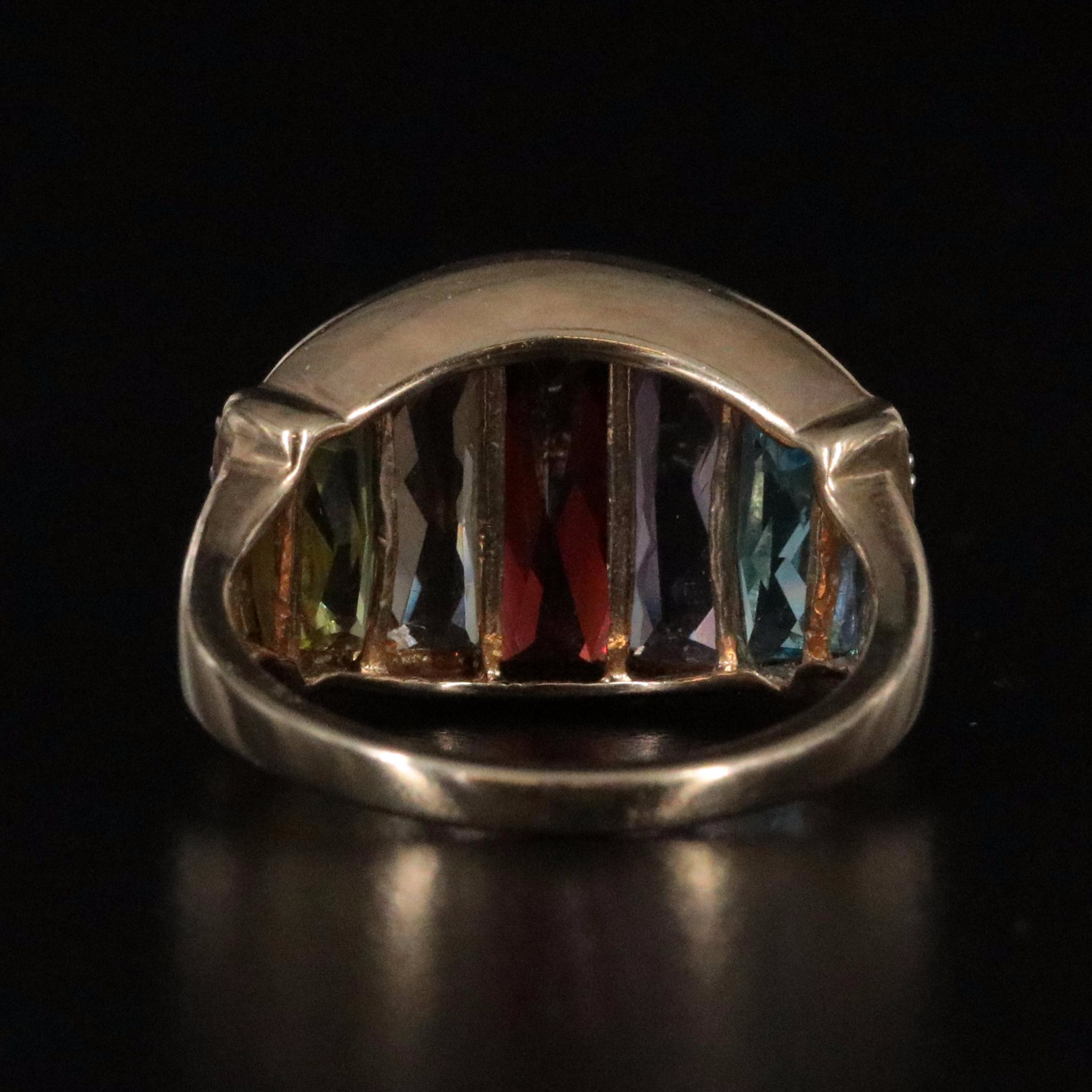 10K Gemstone and Diamond Dome Ring
