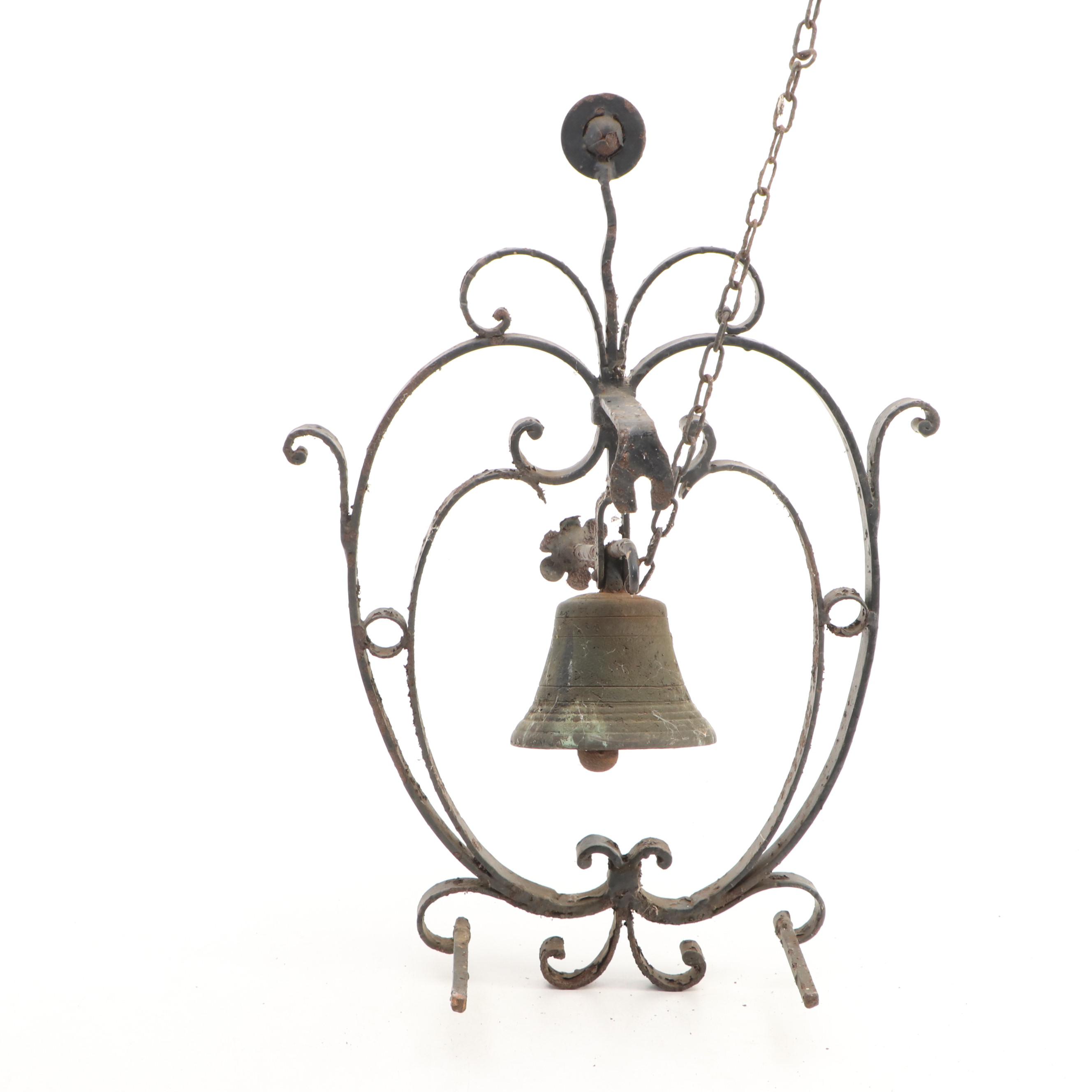 Wrought Iron Scroll Work Dinner Bell