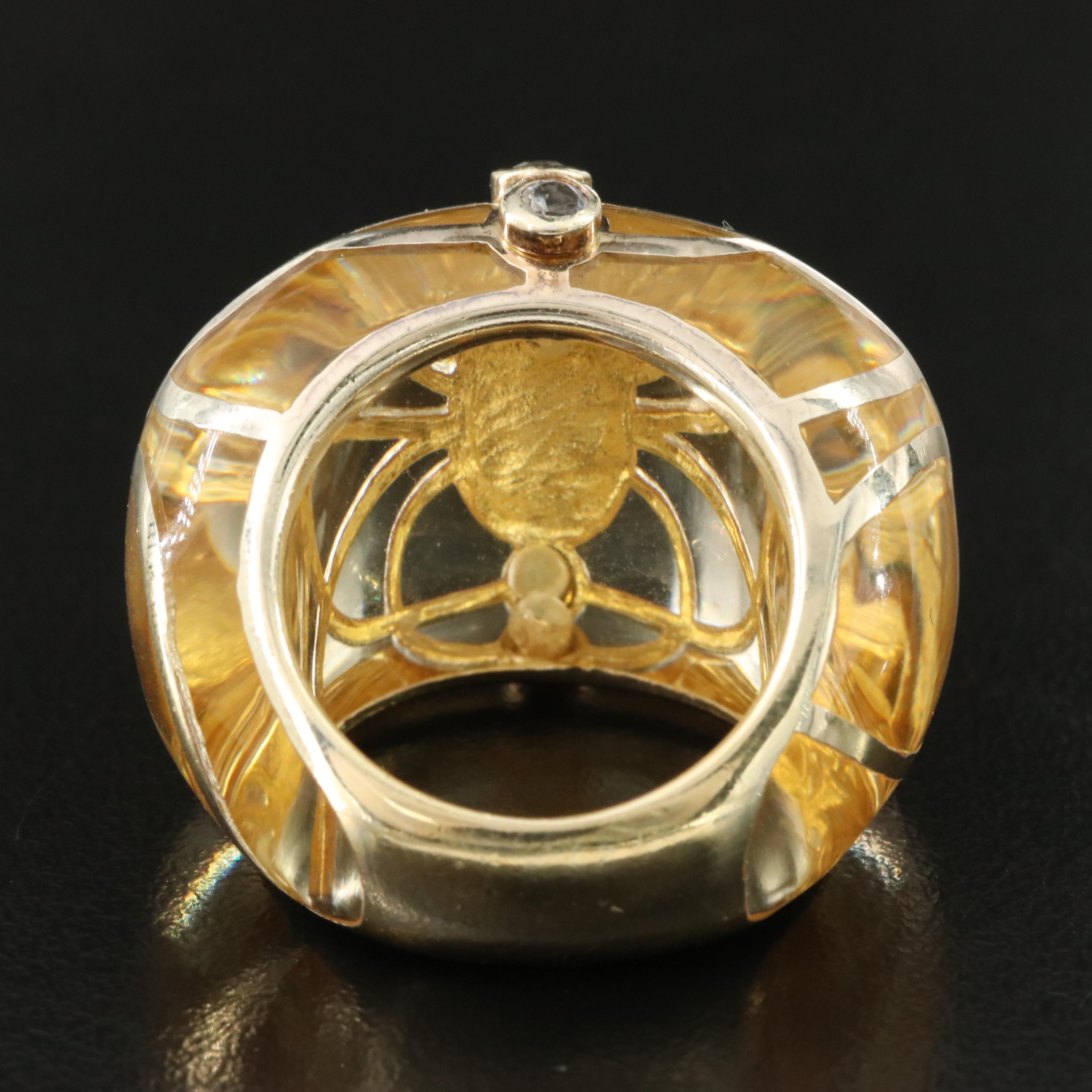 Cristha Sabathi Amethyst, White Sapphire and Resin Ring with Sterling Detail