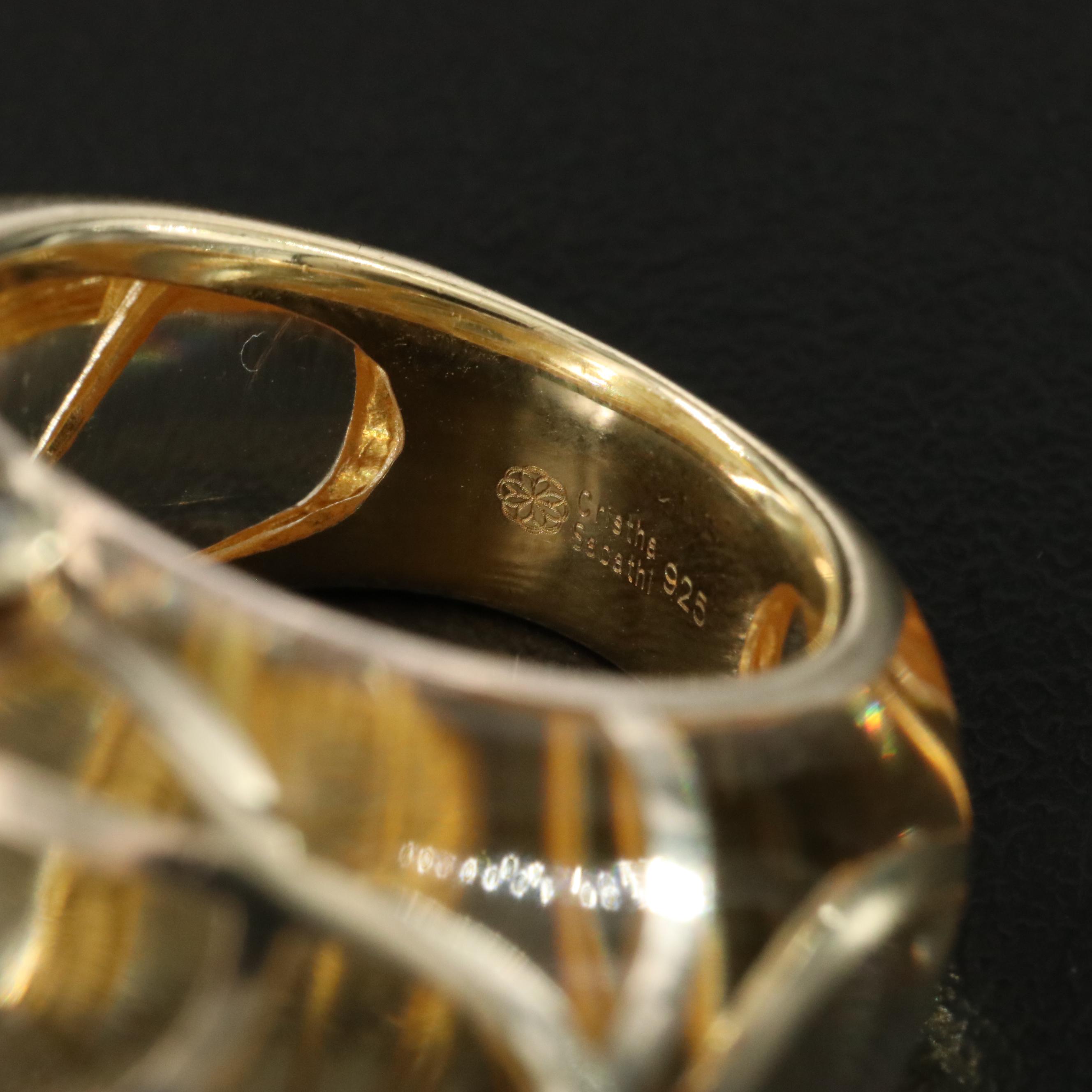 Cristha Sabathi Amethyst, White Sapphire and Resin Ring with Sterling Detail