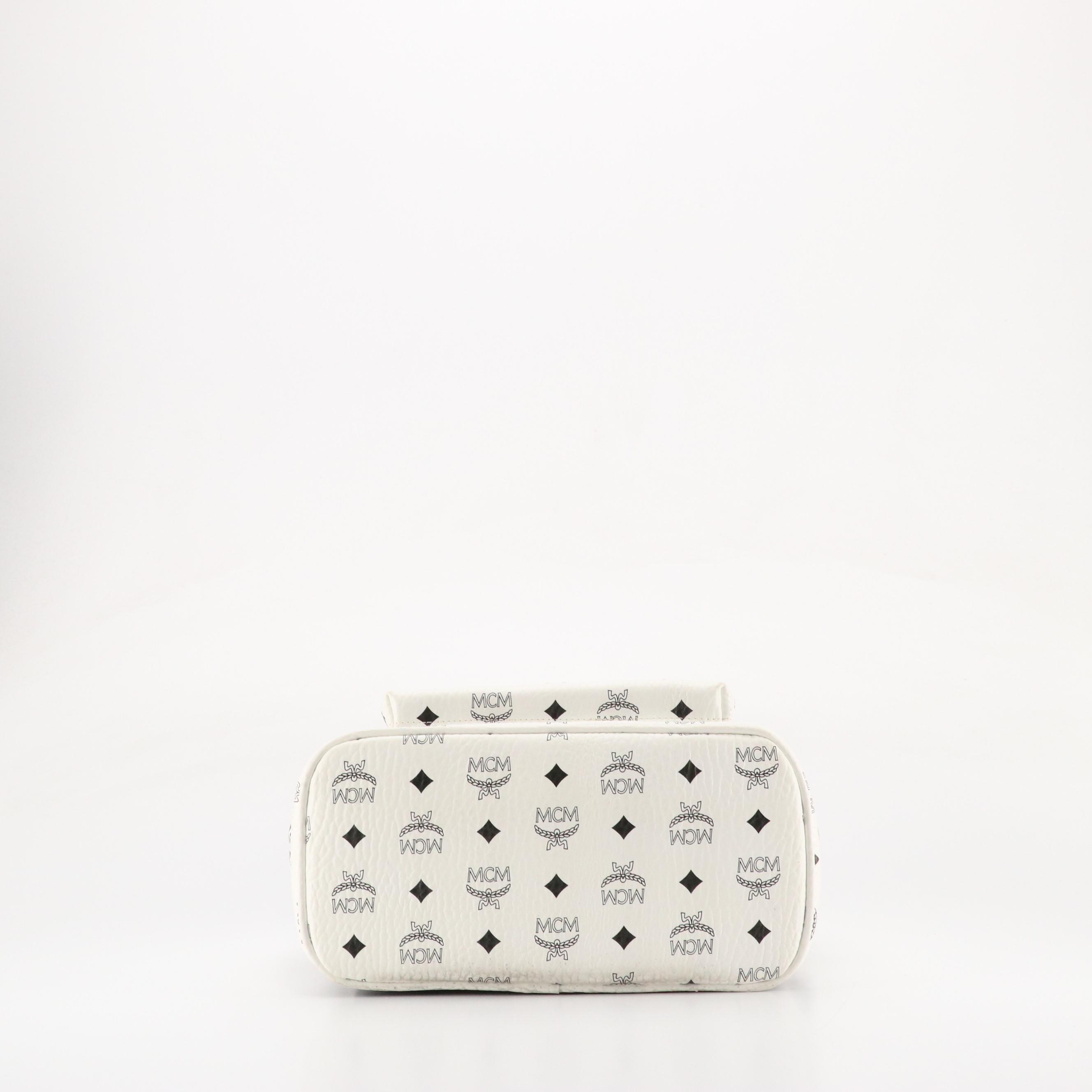 MCM Stark Side Stud Backpack in White Visetos Canvas