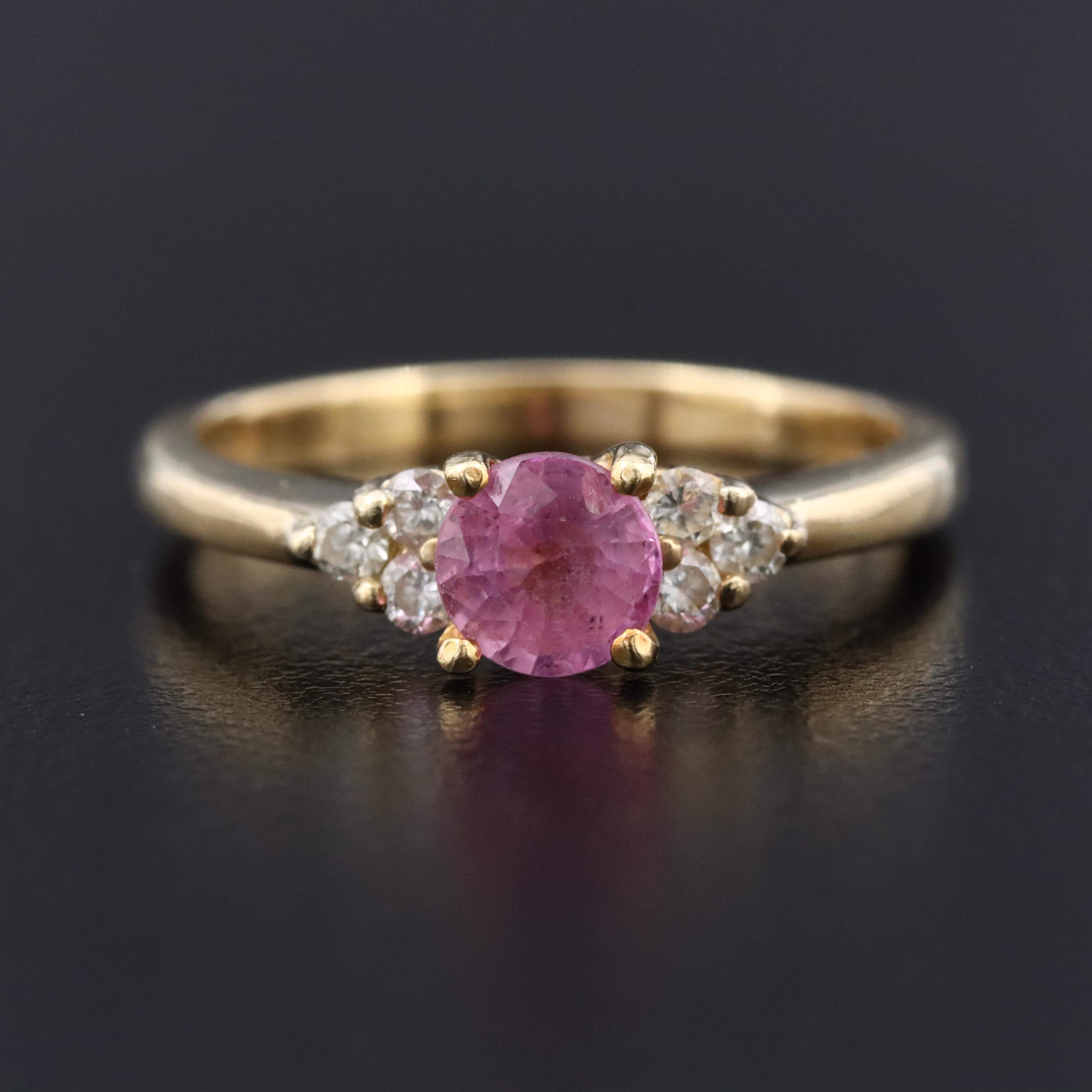 14K Pink Sapphire and Diamond Ring