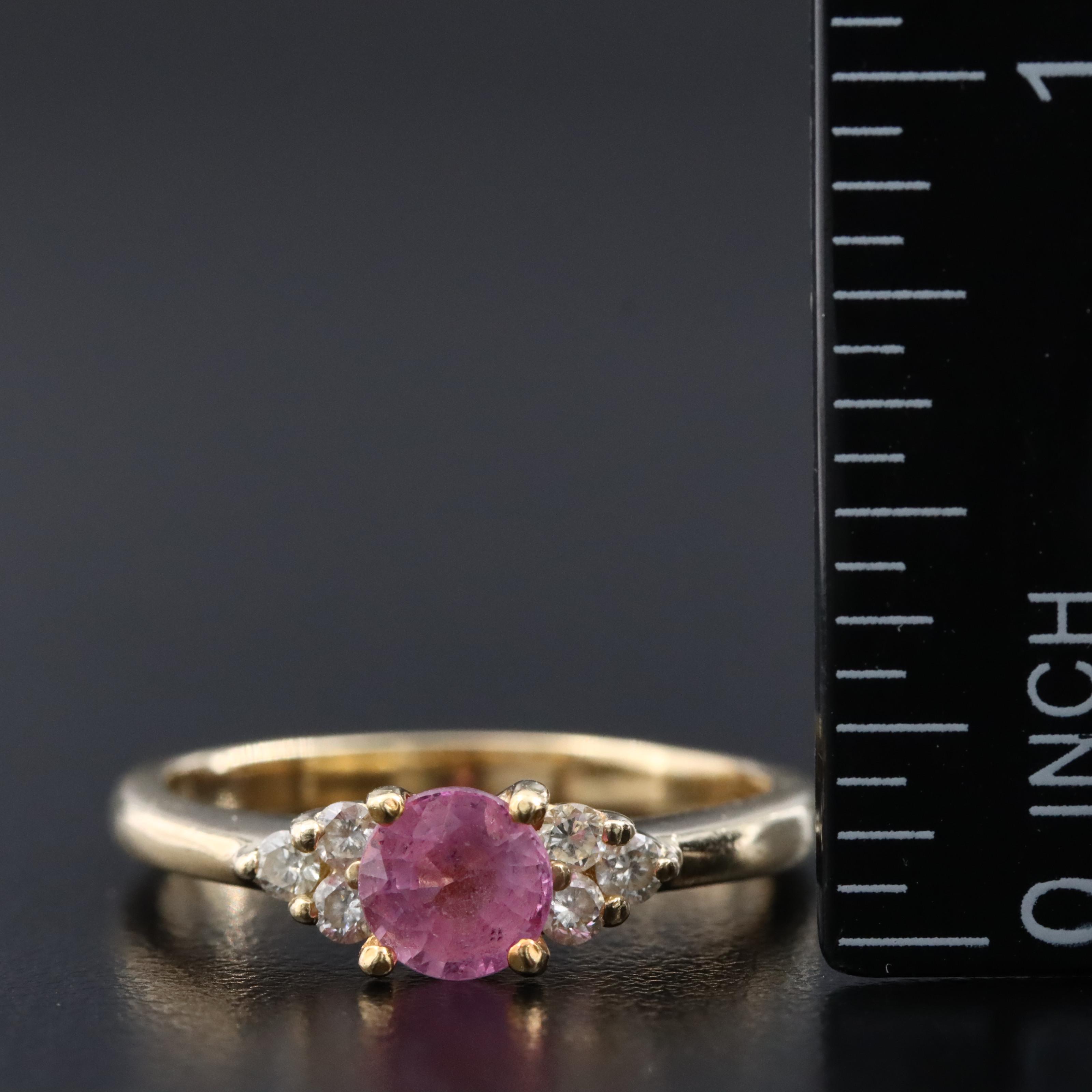 14K Pink Sapphire and Diamond Ring