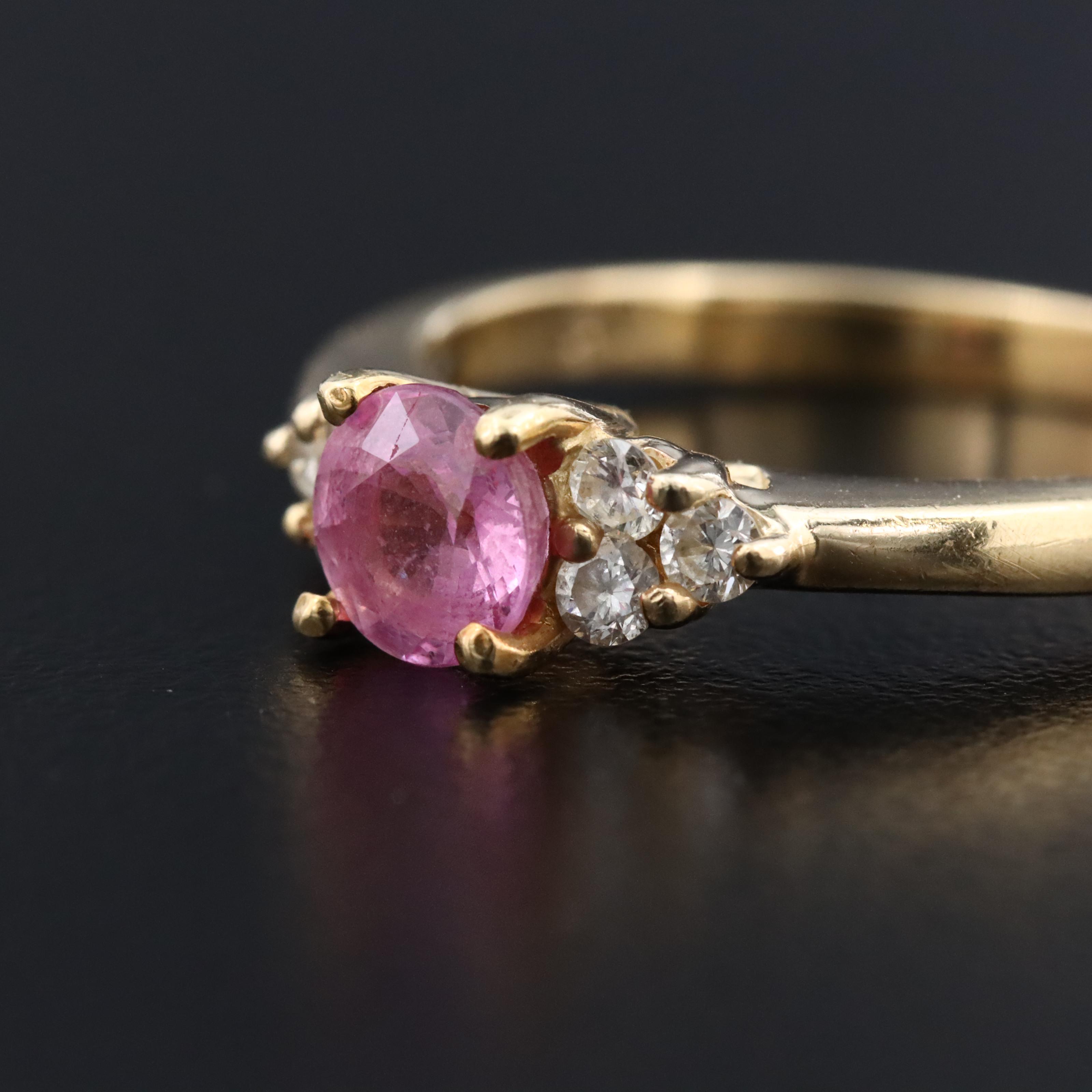 14K Pink Sapphire and Diamond Ring