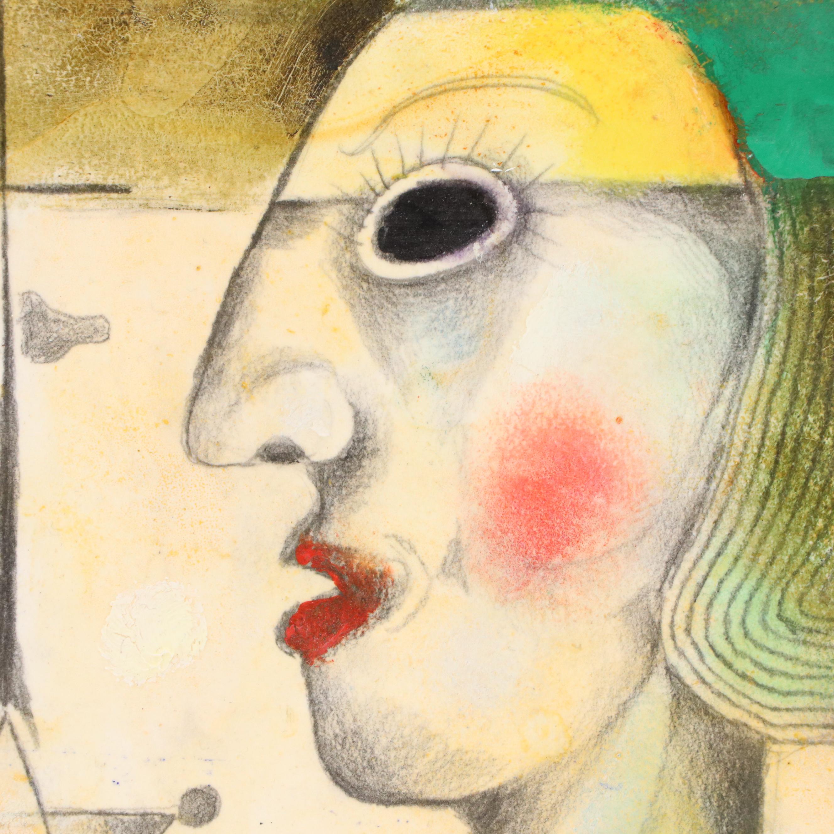 Nikolay "Kuk" Manuylov Surrealist Figural Mixed Media Painting, 21st Century